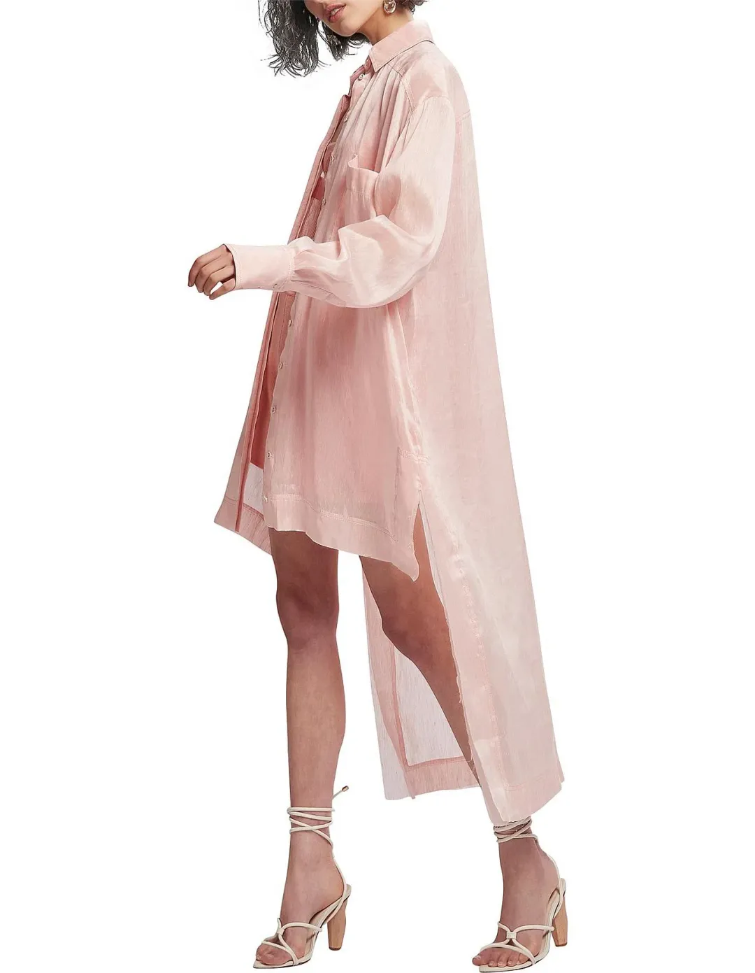 Semblance Apricot Long Sleeve Collared Shirt for rent on The Volte - main image