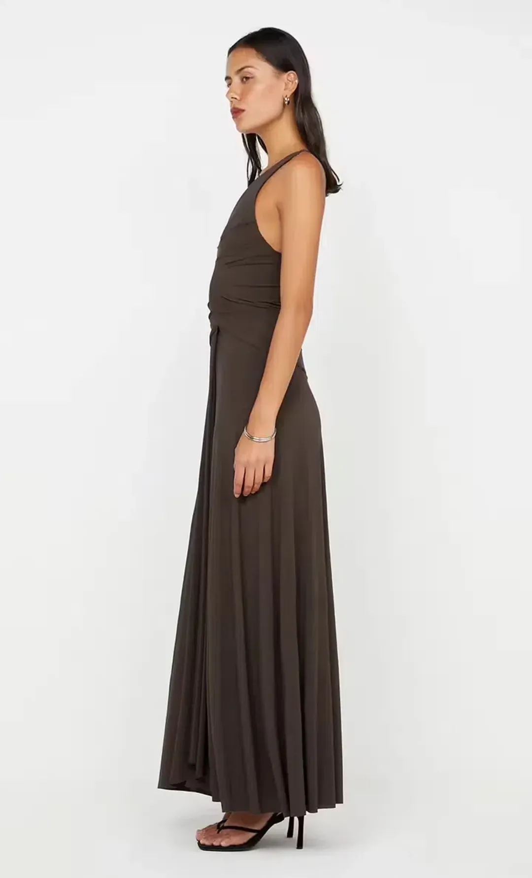 Bec and Bridge Greta Racerback Gown in Dark Chocolate Brown in Size 6 / xs au for rent on The Volte - main image