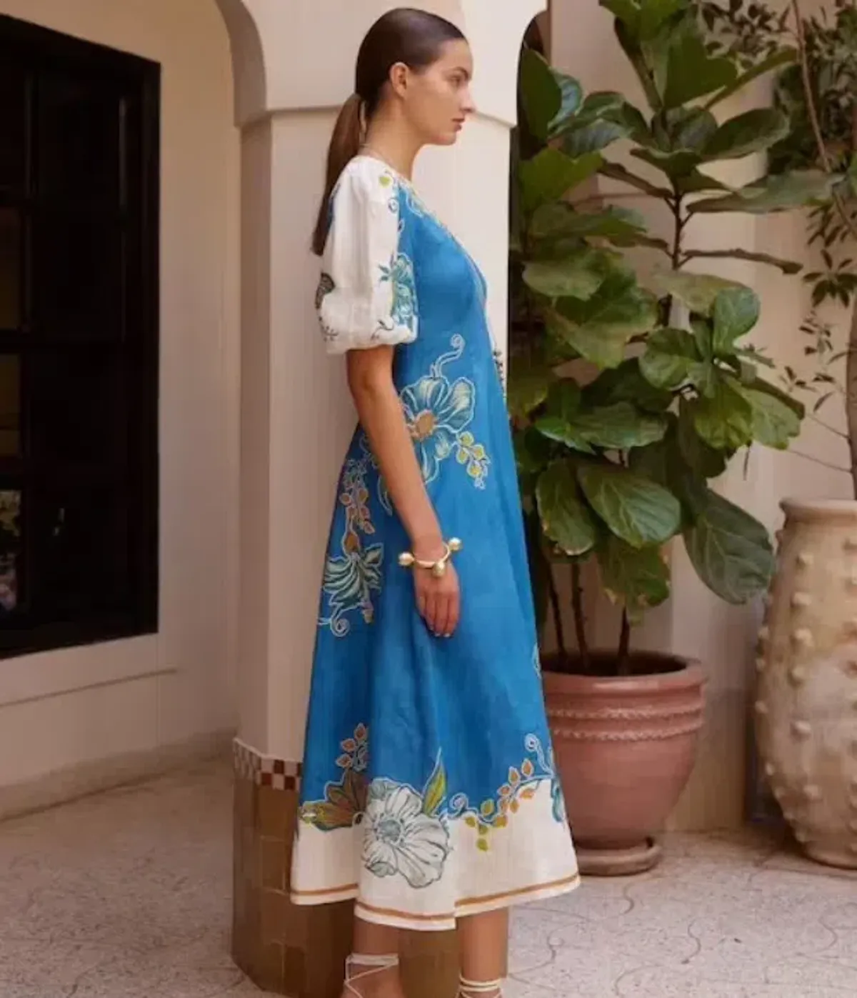 Alemais Luda Midi Dress Blue Floral Size 8 - Image 2