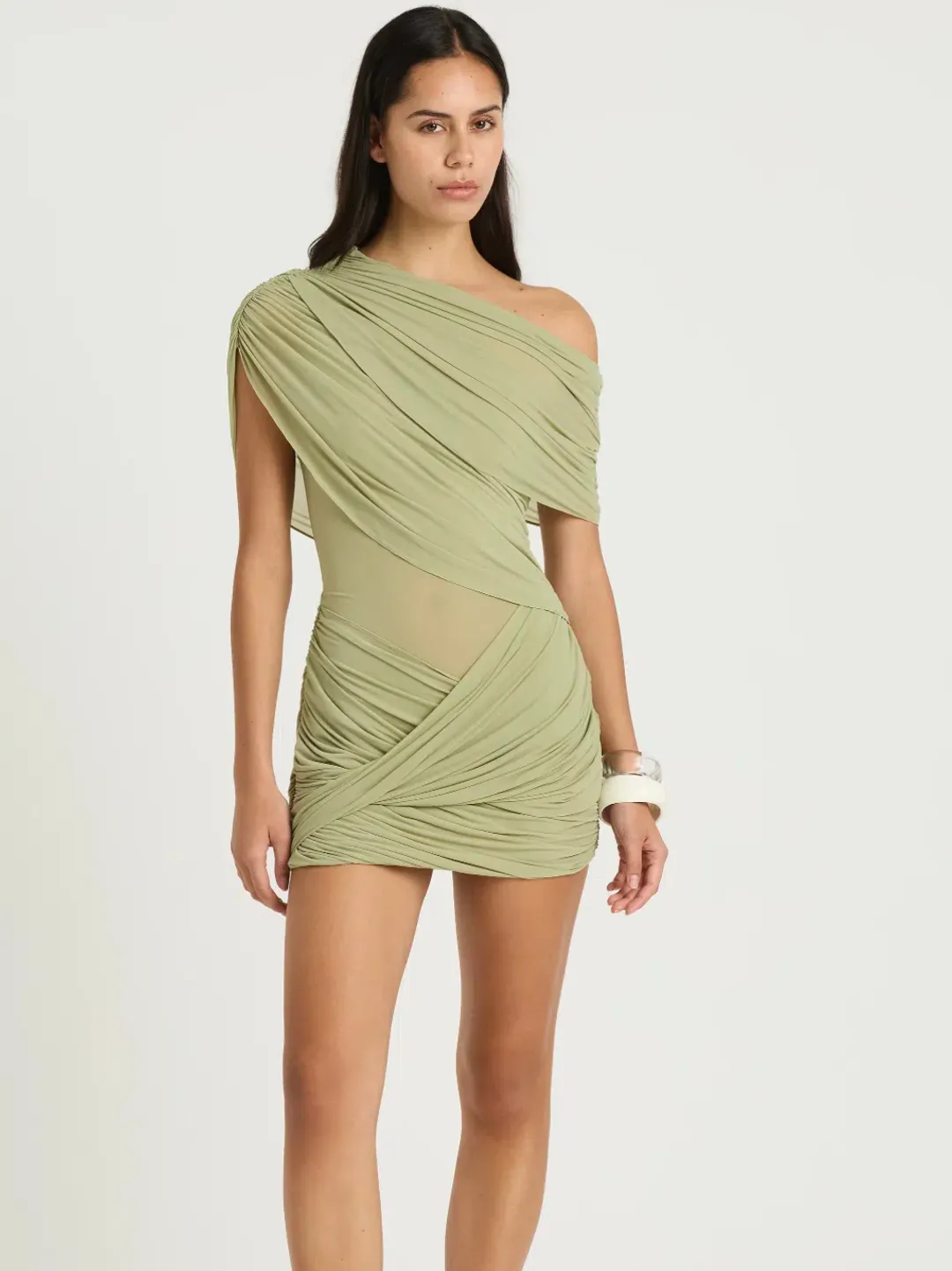 Benni Otto Mini Dress in Pistachio Green AU 6 XS for rent on The Volte - main image