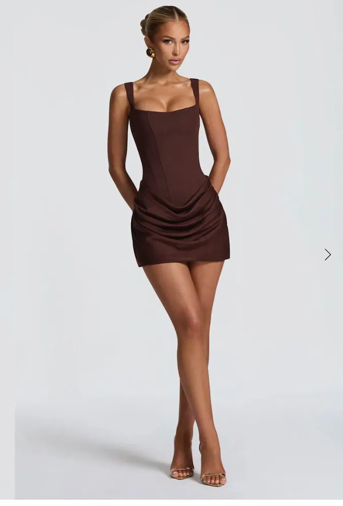 Cornelia Mini Dress - Plum Brown - Image 2