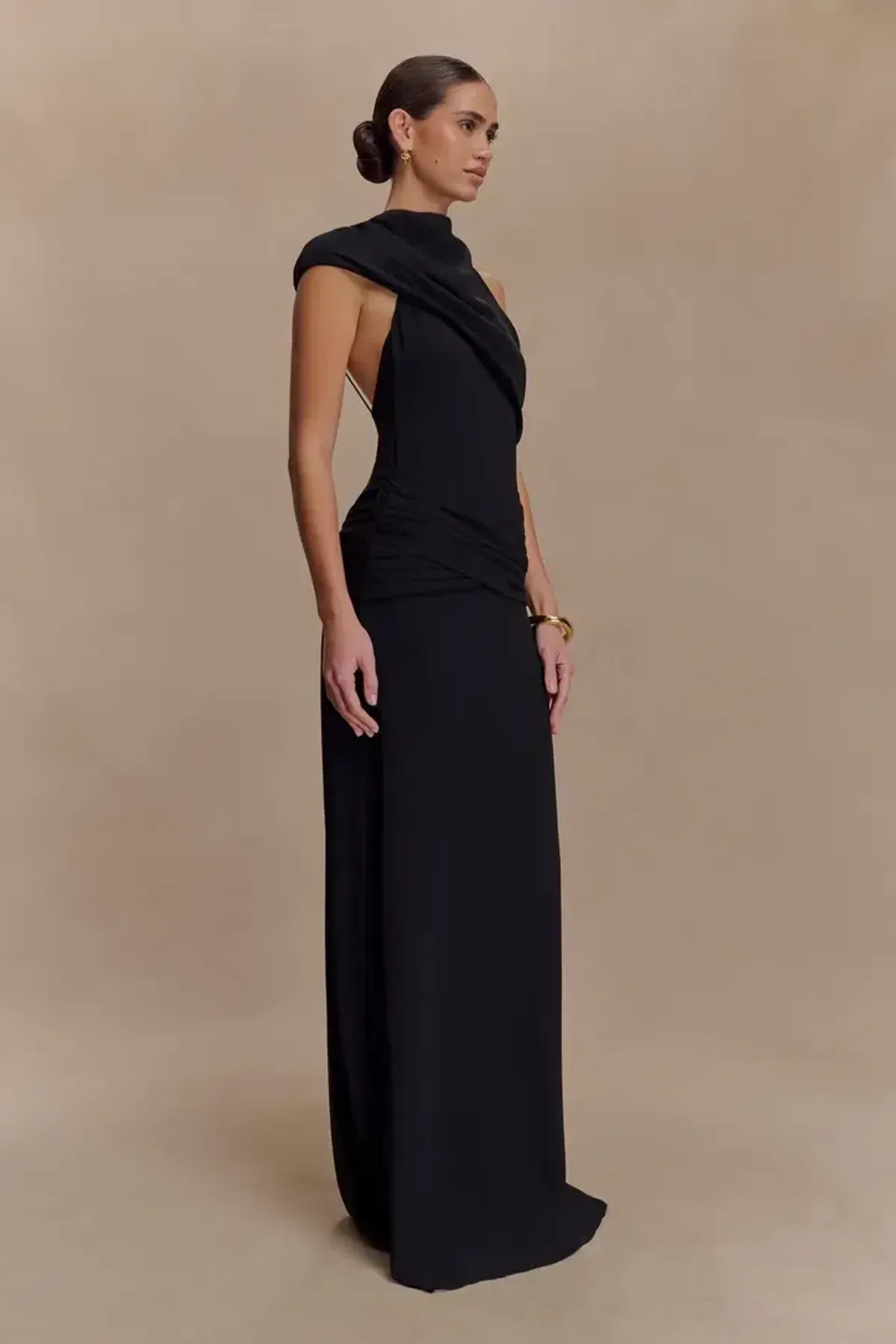 Meshki Analia Black Chiffon Maxi Dress - Image 4