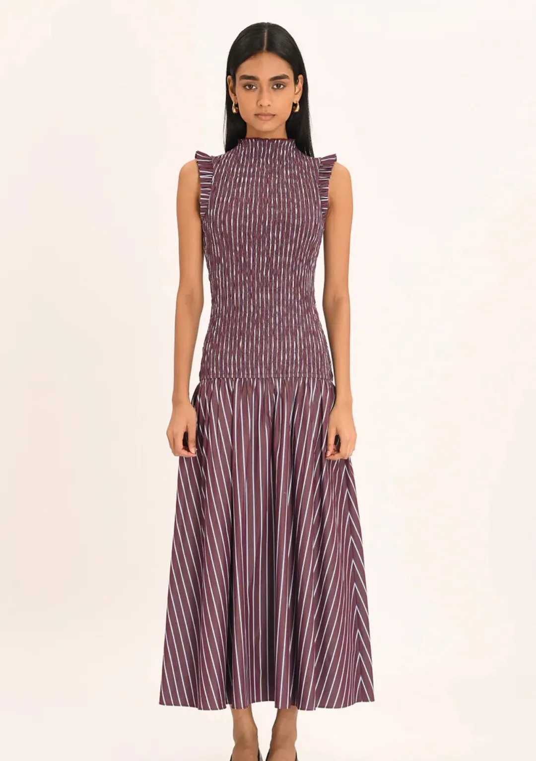Steele Gabrielle Dress in Merlot Stripe - Size Small for rent on The Volte - main image
