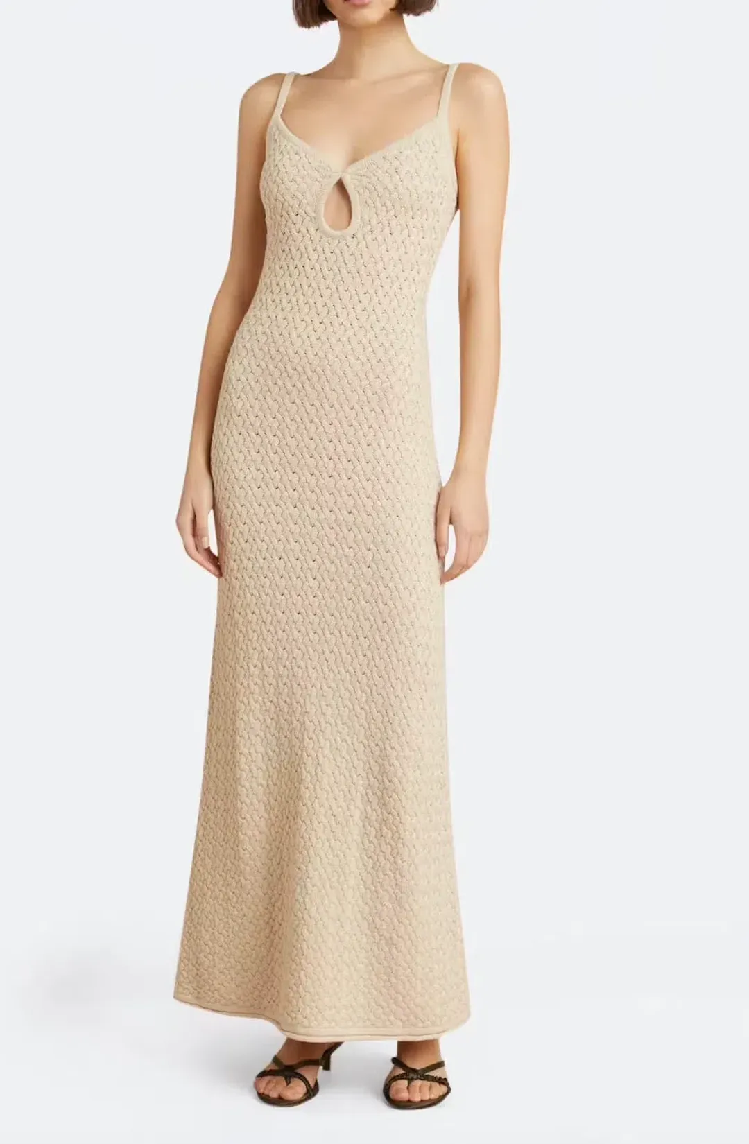 BEC & BRIDGE Effie Knit Key Maxi Dress in Shell Size Large for rent on The Volte - main image