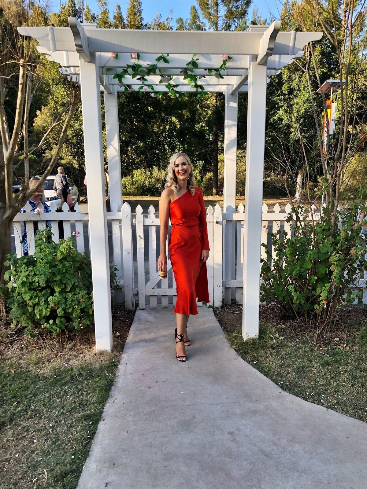 Bec & Bridge Classic One Shoulder 'Fire Red' Dress Size 6 - Image 4