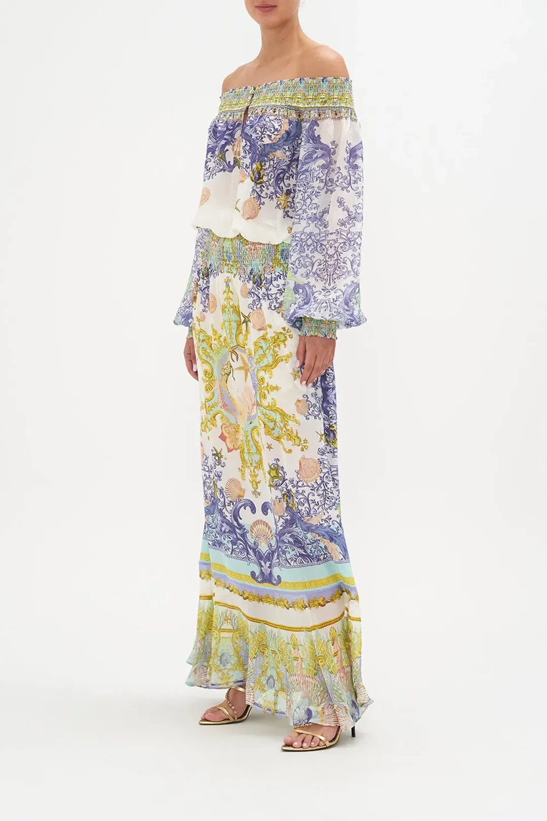 Star Of The Sea Off Shoulder Shirred Dress for rent on The Volte - main image