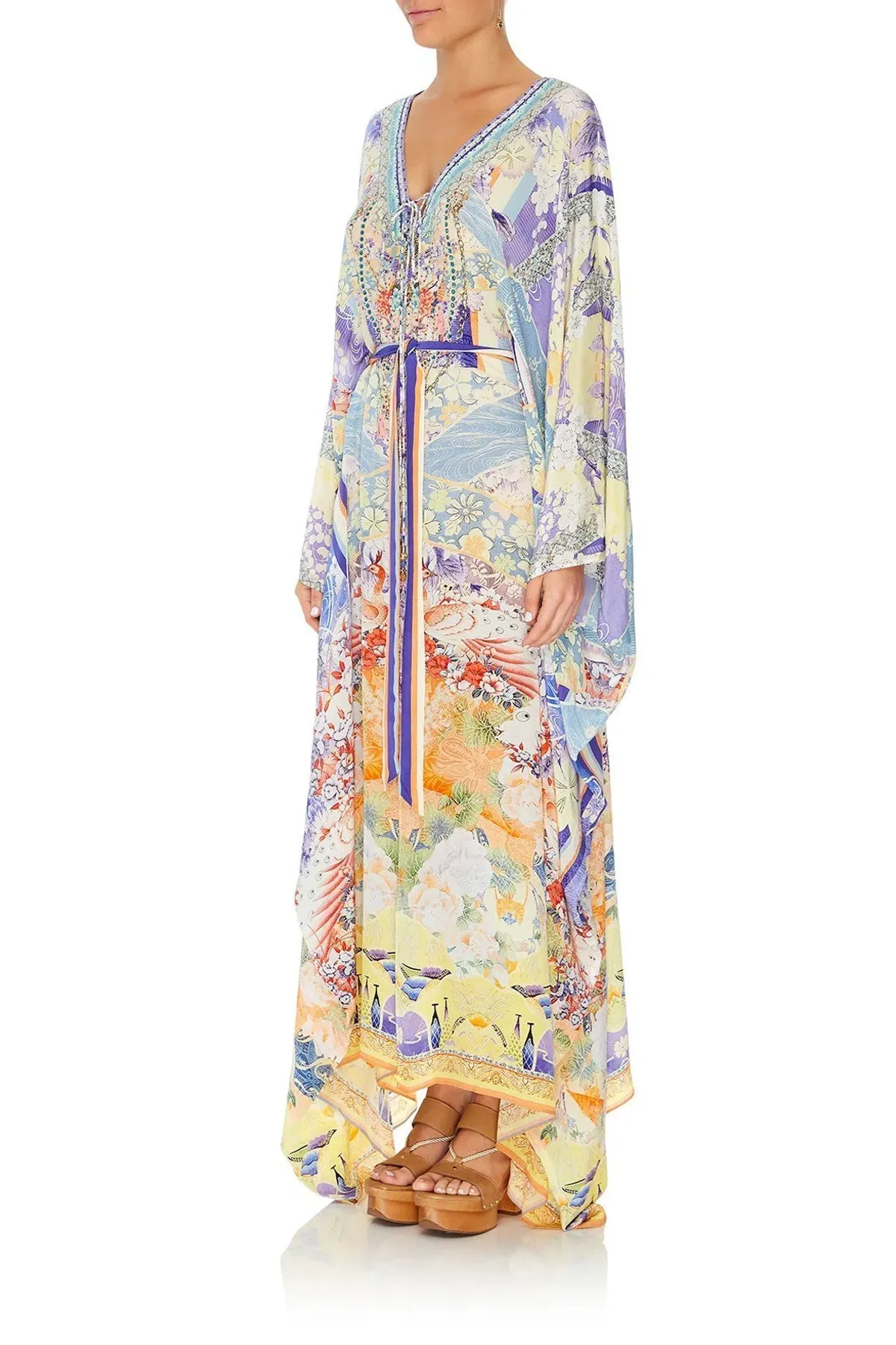 Girl In The Kimono Split Hem Lace Up Kaftan - Image 5