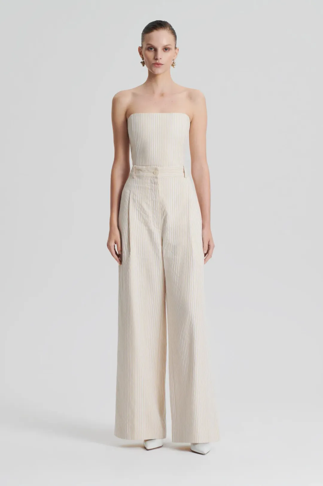 Striped Cotton Trouser Cream for rent on The Volte - main image