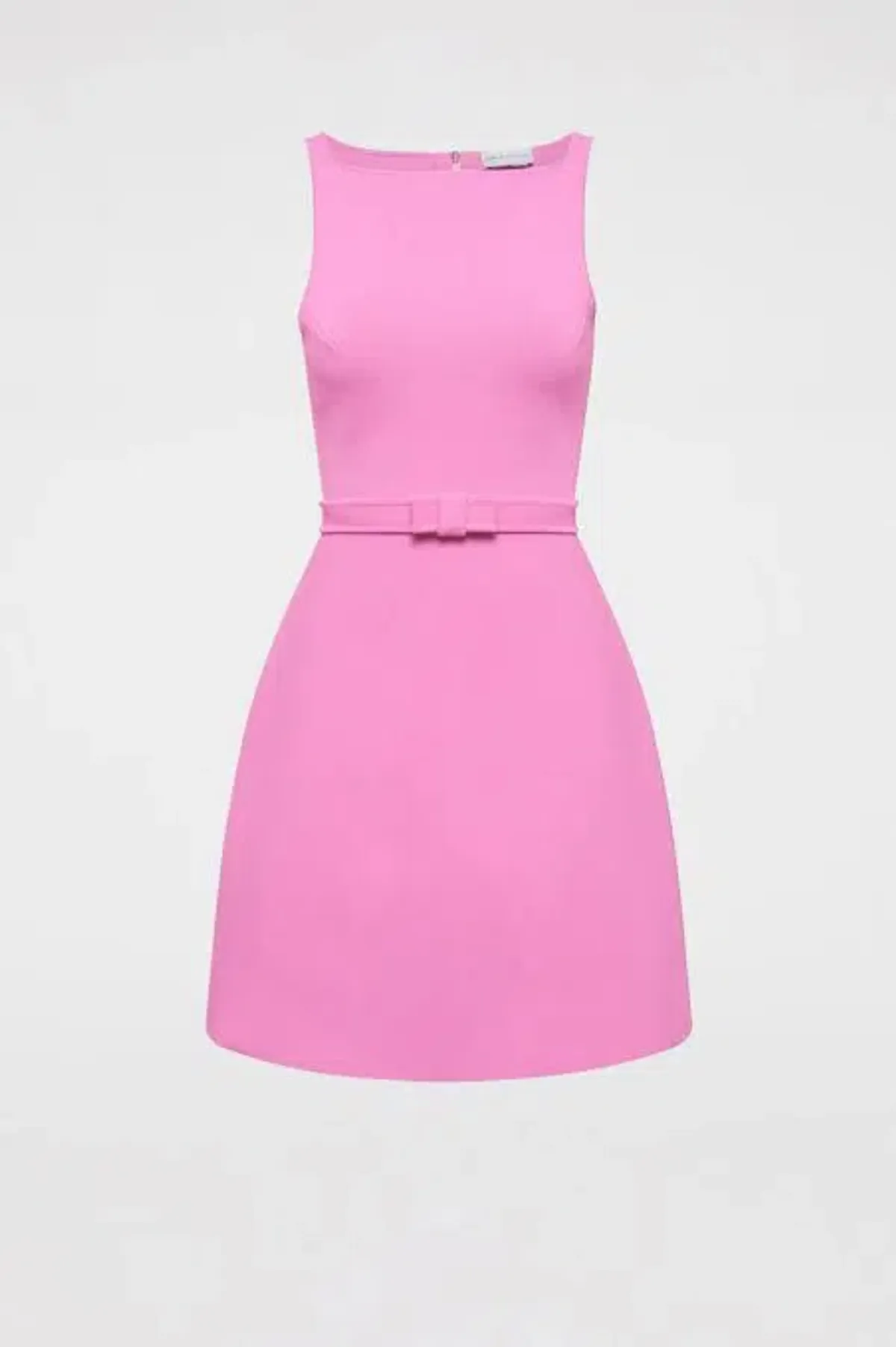 Crepe Knit Bow Bell Dress Pink - Image 3