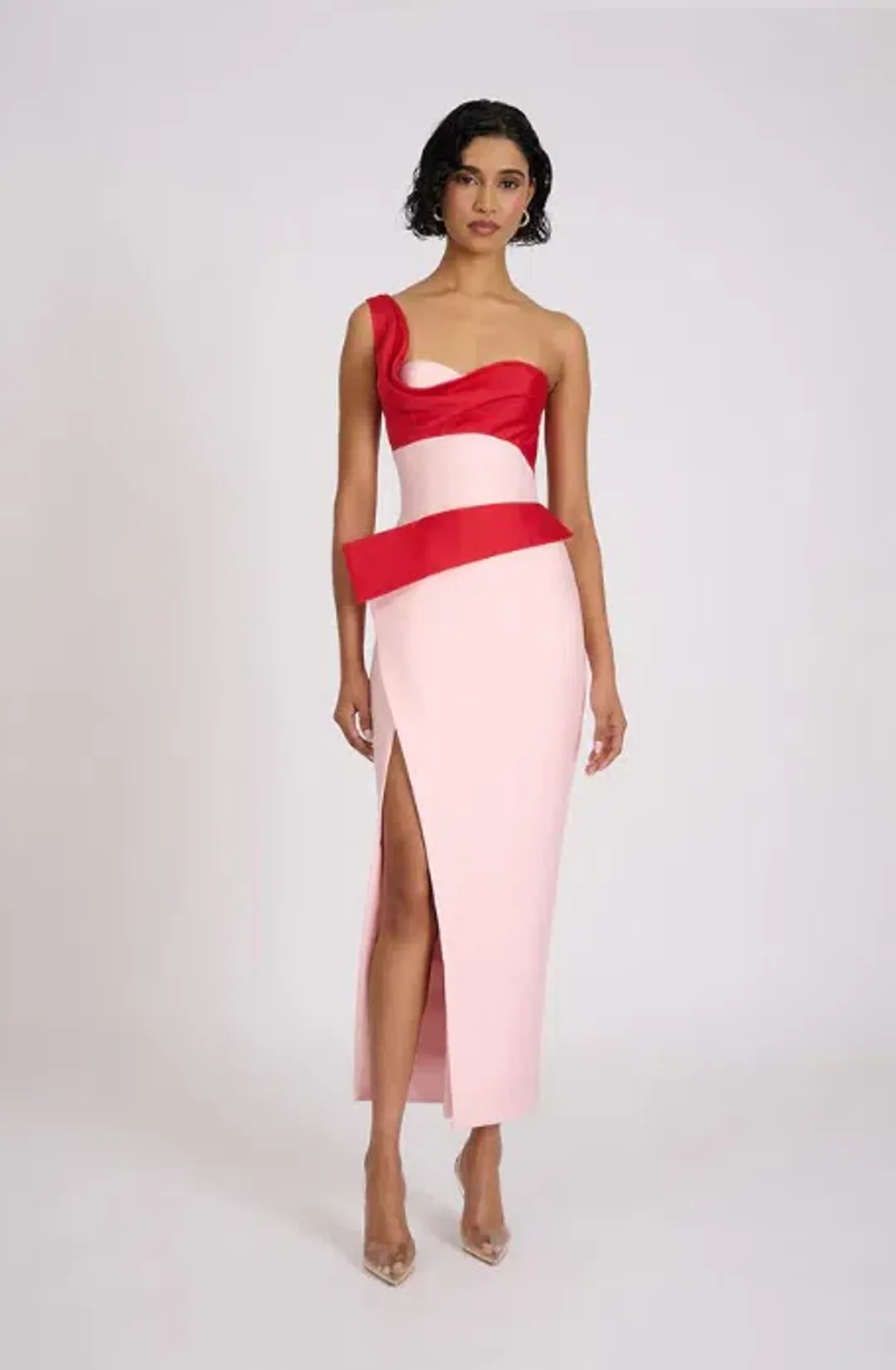 Eliya The Label Cartia Midi Dress Pink/Red Size 8 for rent on The Volte - main image