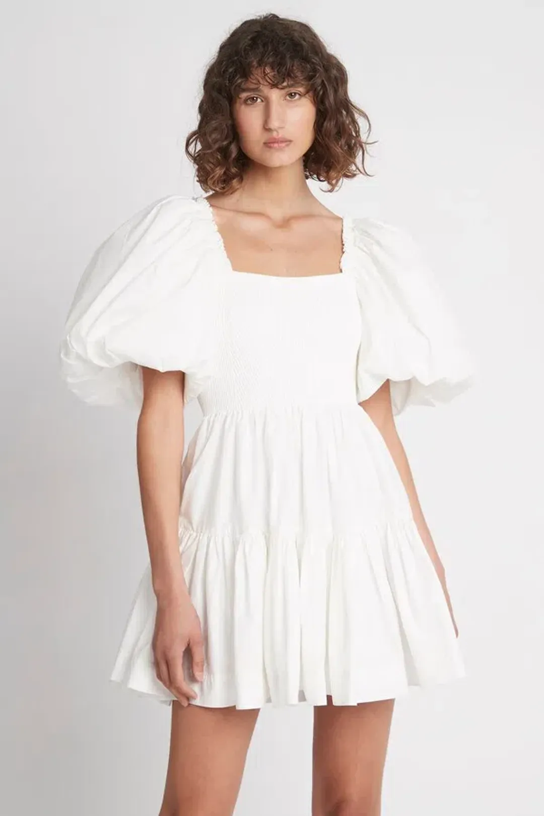 Aje Casa Puff Sleeve Mini Dress in Ivory Size AU 6 / XS for rent on The Volte - main image