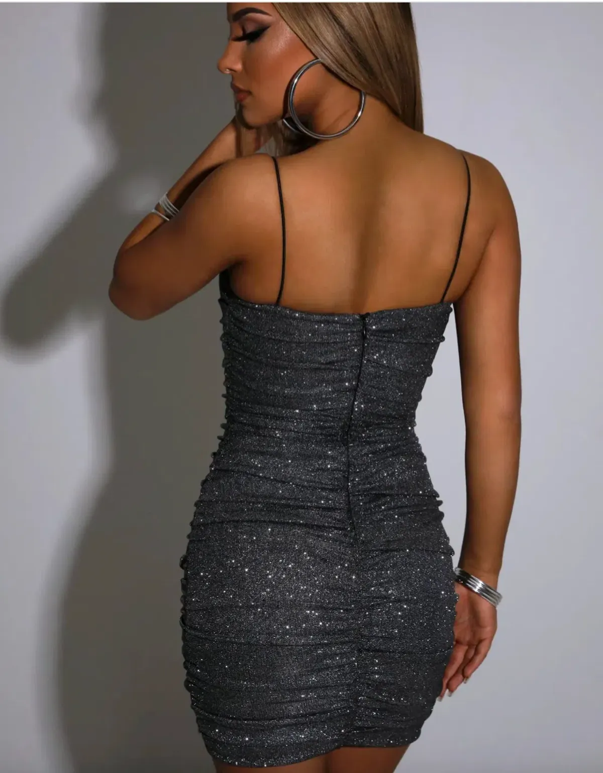 Dayna Mini Dress Black Sparkle - Image 2