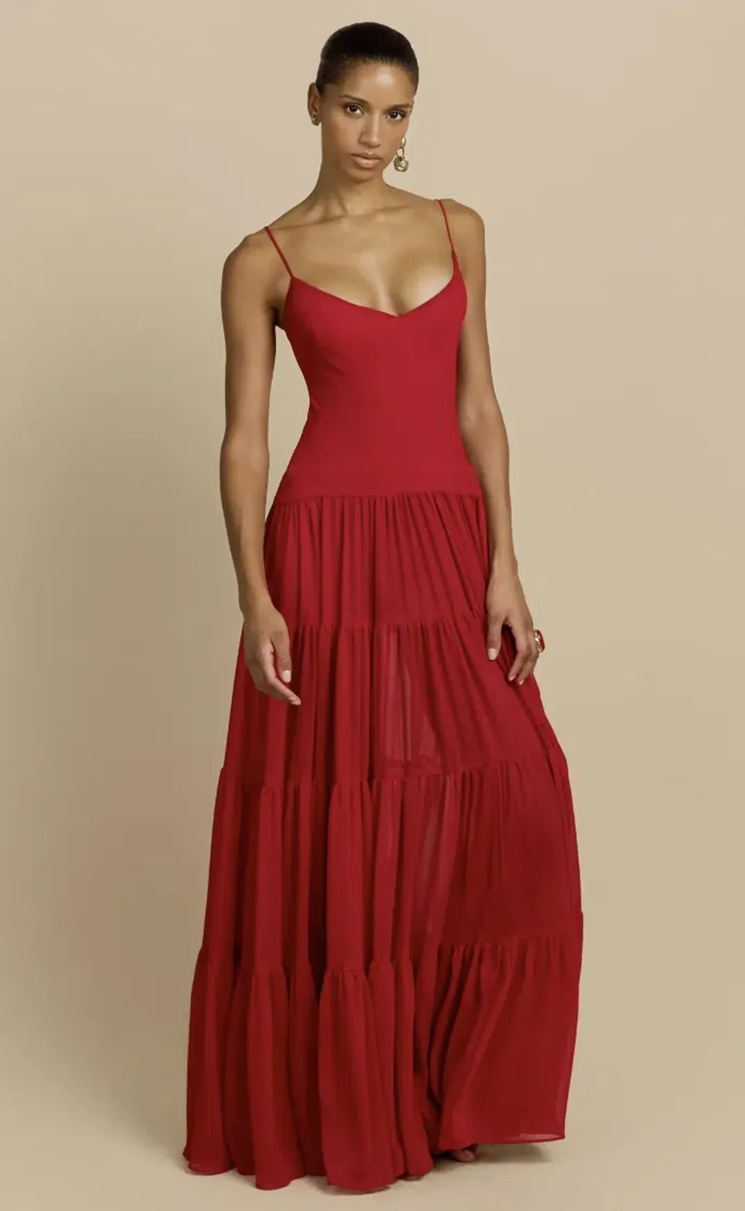 Arcina Ori Red Tiered Maxi Delphina Dress - 10 for rent on The Volte - main image