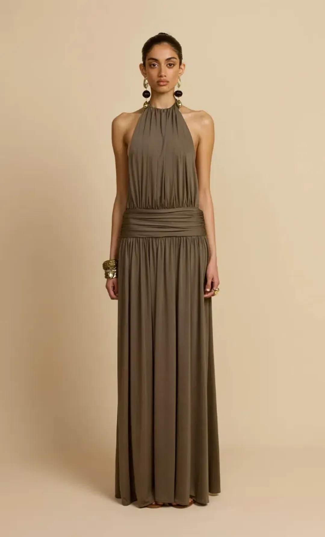 Arcina Ori Santina Maxi Dress Khaki Size XS AU 6 for rent on The Volte - main image