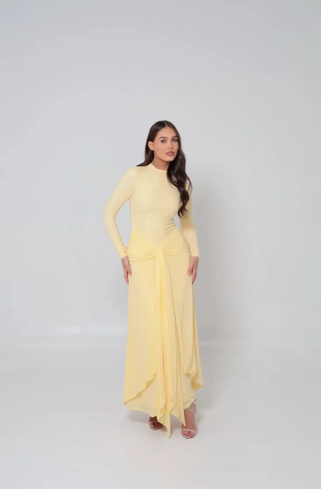 Alaía Muse Azalea Cape Dress in Yellow Size S / AU 8 for rent on The Volte - main image