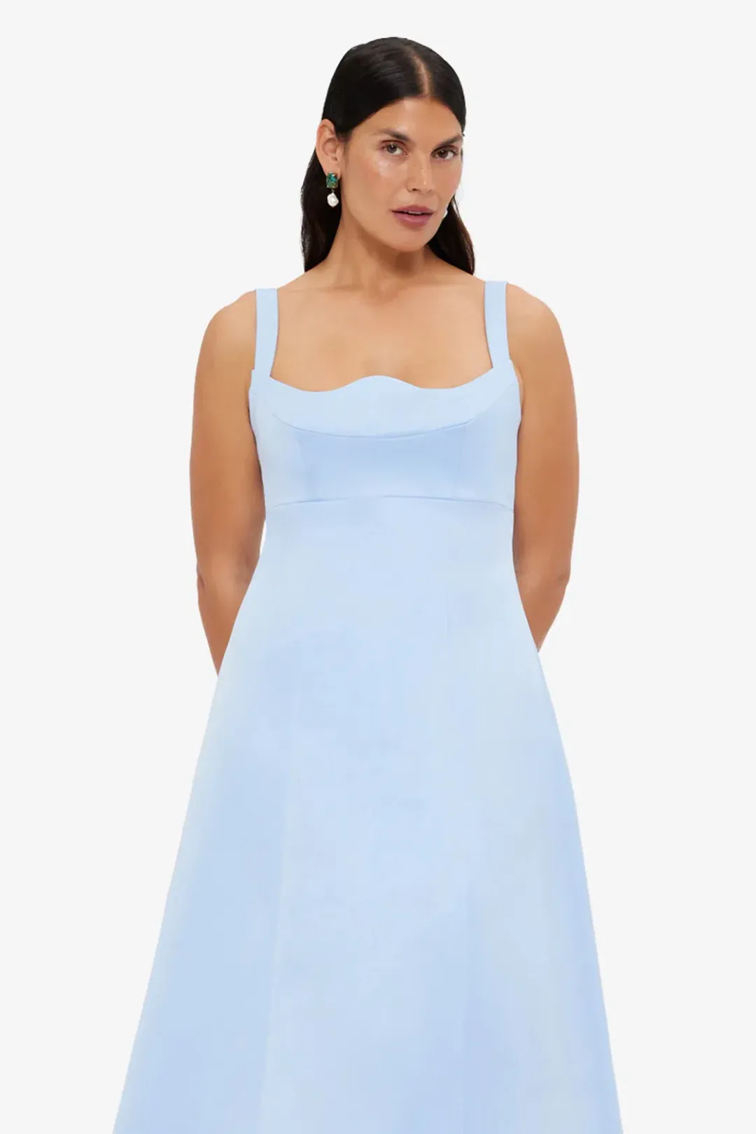 Leo Lin Odette Midi Dress; Sky blue; size 10 for rent on The Volte - main image
