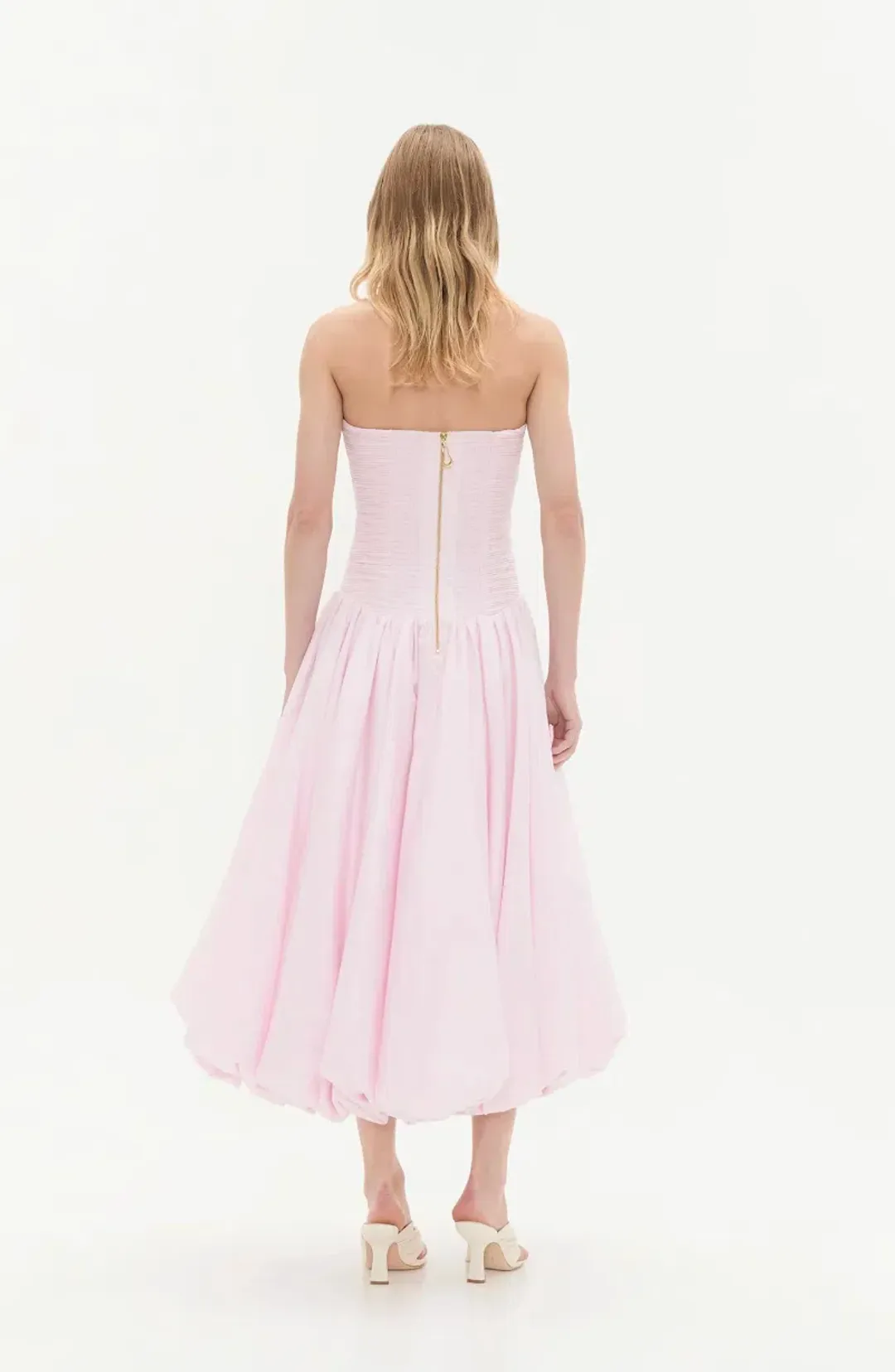 AJE Violette Bubble Midi Dress Pastel Pink Size 6 for rent on The Volte - main image