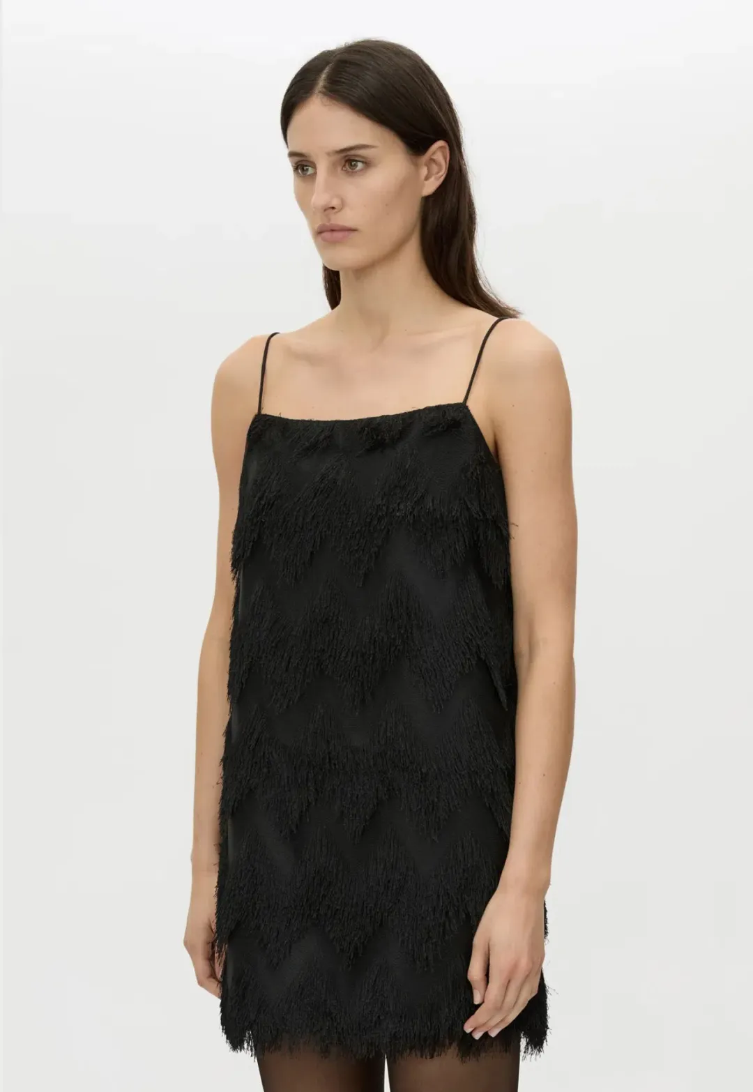 Camilla and Marc Phoenix Fringed Mini Dress in Black for rent on The Volte - main image