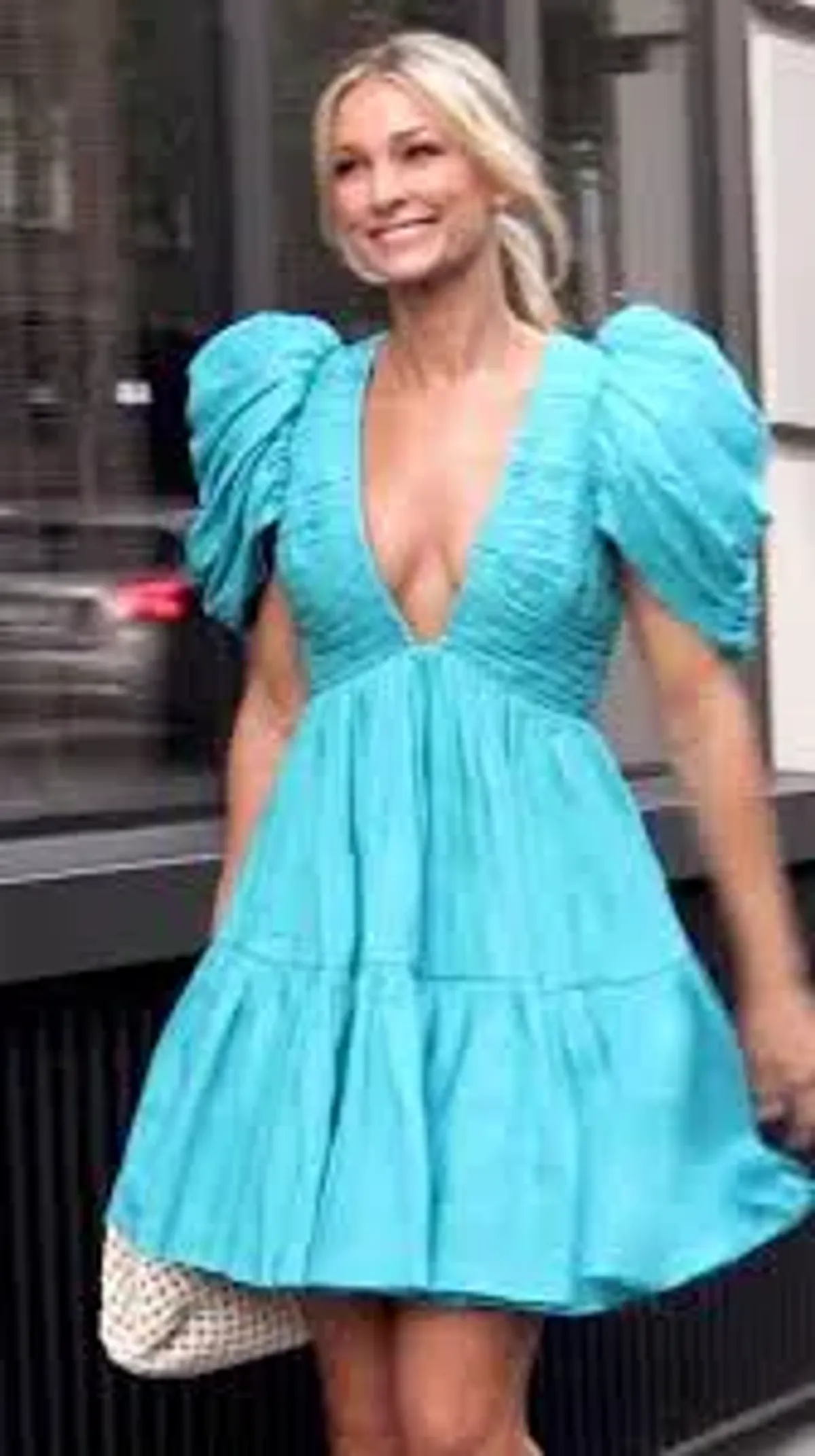 AJE Severine Tiered Mini Dress in Aqua Blue size 4 - Image 1