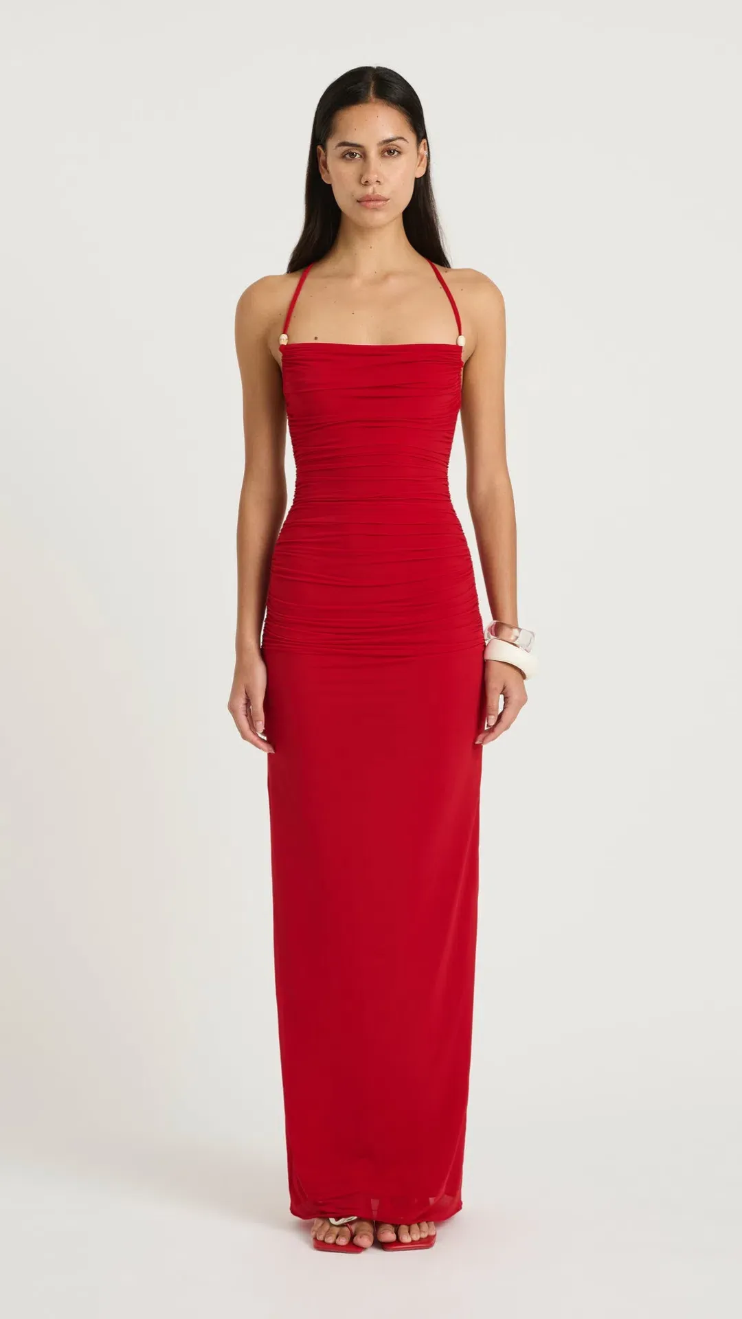Benni Andy Beaded maxi Dress in Red Size 8 for rent on The Volte - main image