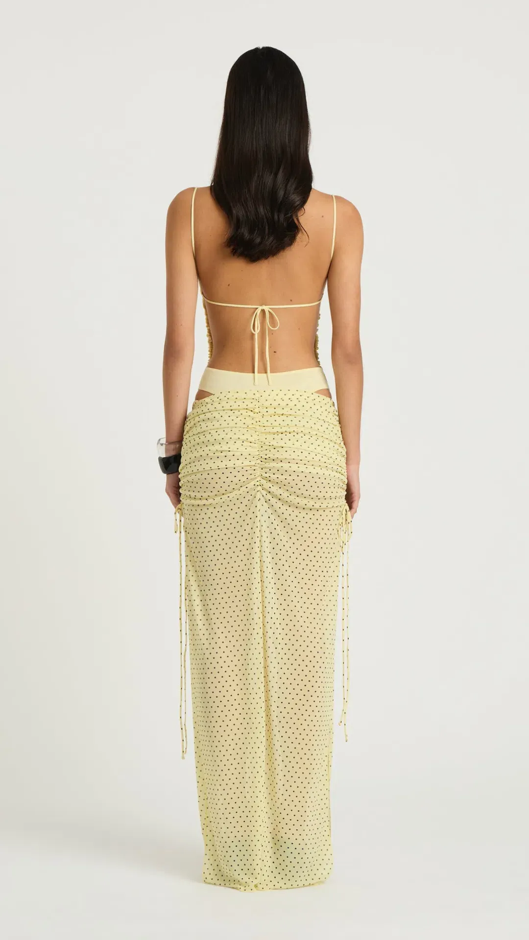 Benni Tanner Bodysuit & Ayla Maxi Skirt in Butter & Butter Micro Polka Size 6 for rent on The Volte - main image