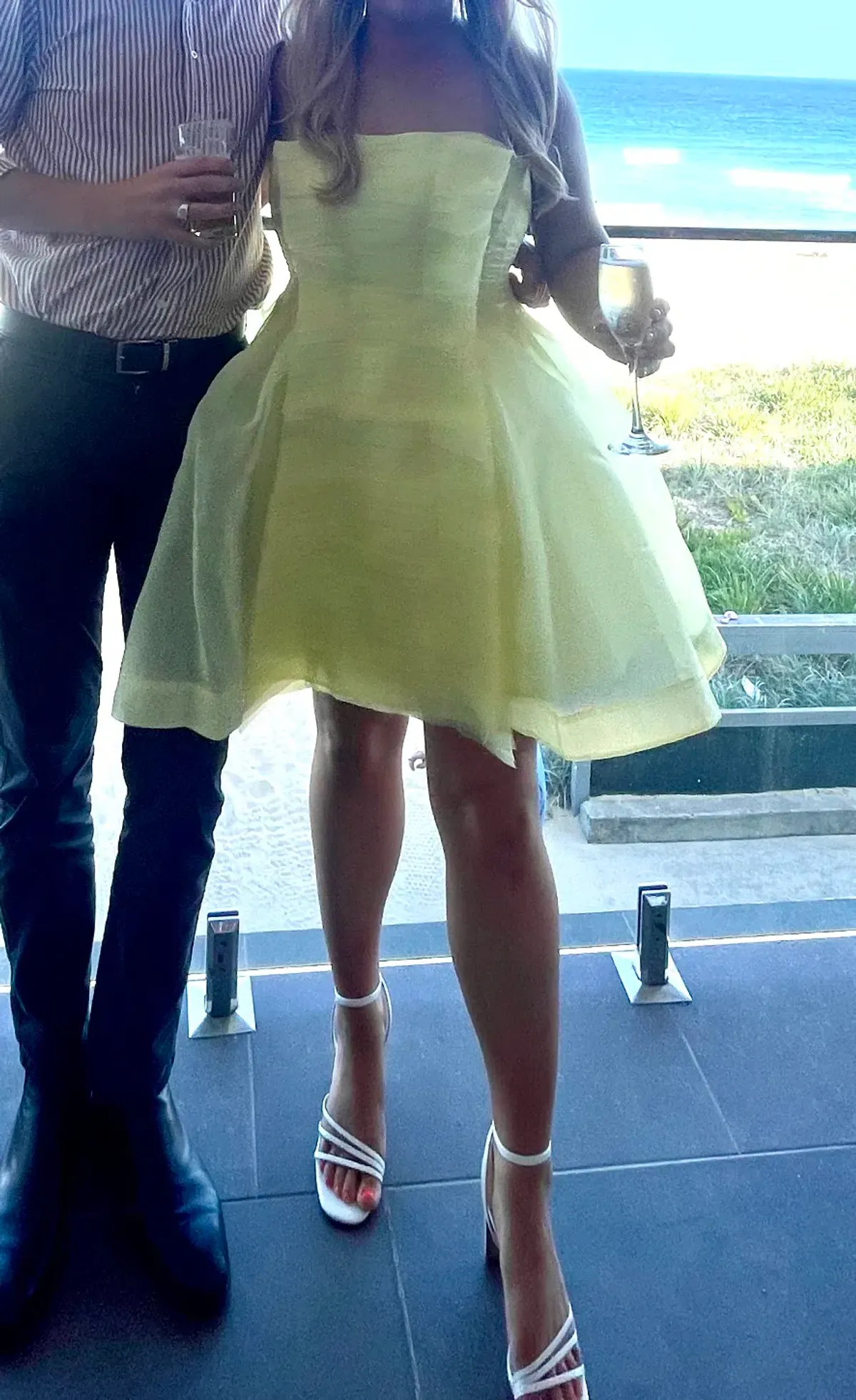 AJE ASTRID STRAPLESS MINI DRESS SOFT LEMON YELLOW SIZE 16 - Image 3