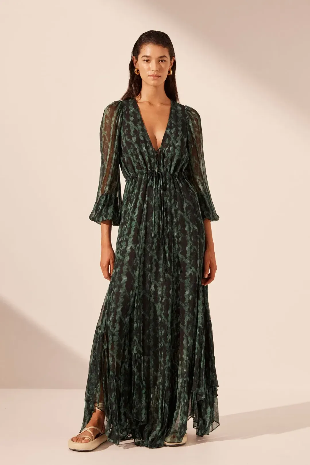 Shona Joy Green Remi Lace Front Maxi Dress AU 18 / XXL for rent on The Volte - main image
