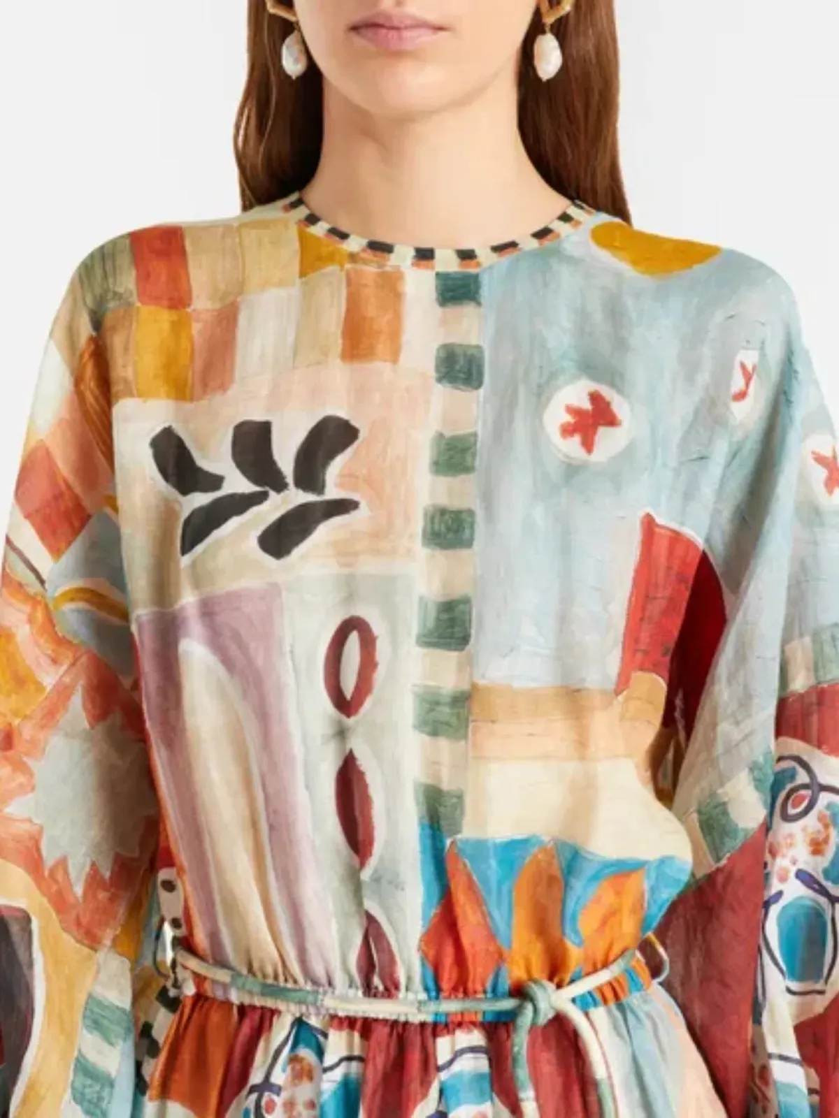 Alemais Michelle Dress Size 16 Printed Ramie Long Sleeve Midi - Image 3