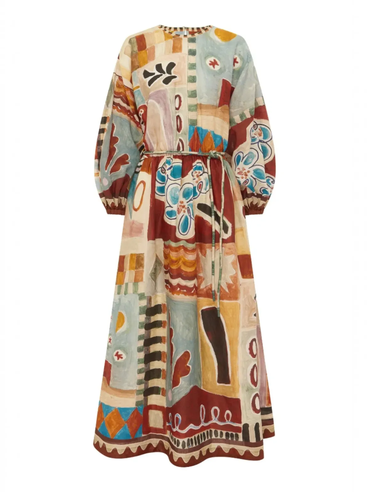 Alemais Michelle Dress Size 16 Printed Ramie Long Sleeve Midi - Image 5