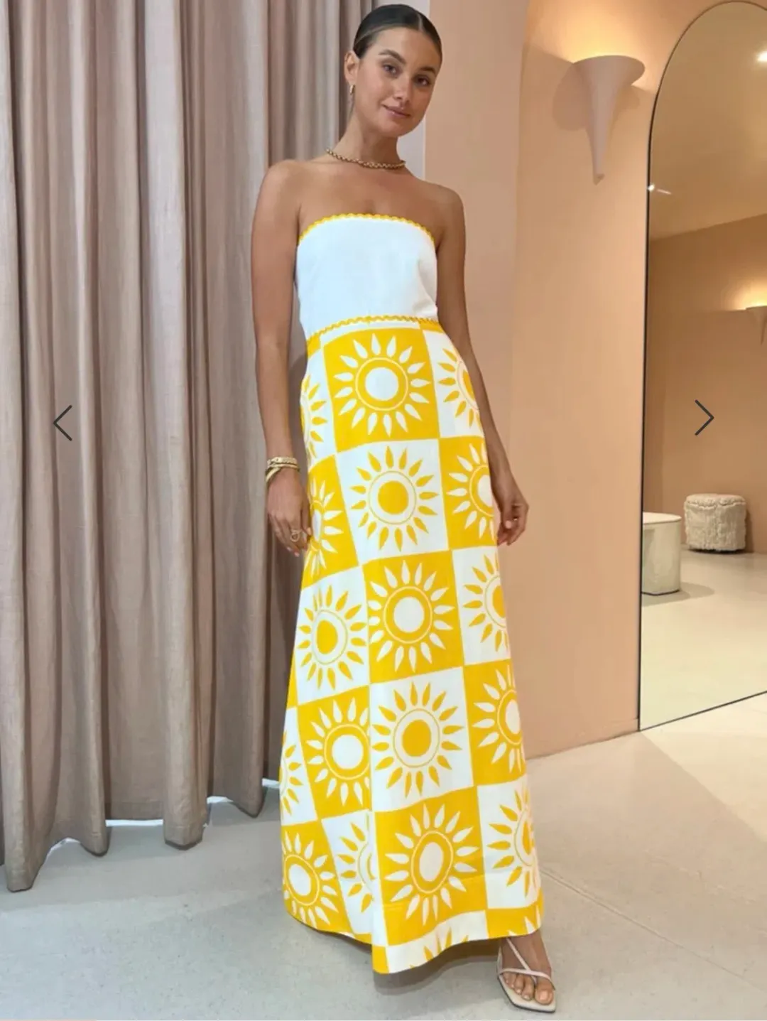 By Nicola Wavy Strapless Maxi Dress in Large Sol Size 6 for rent on The Volte - main image