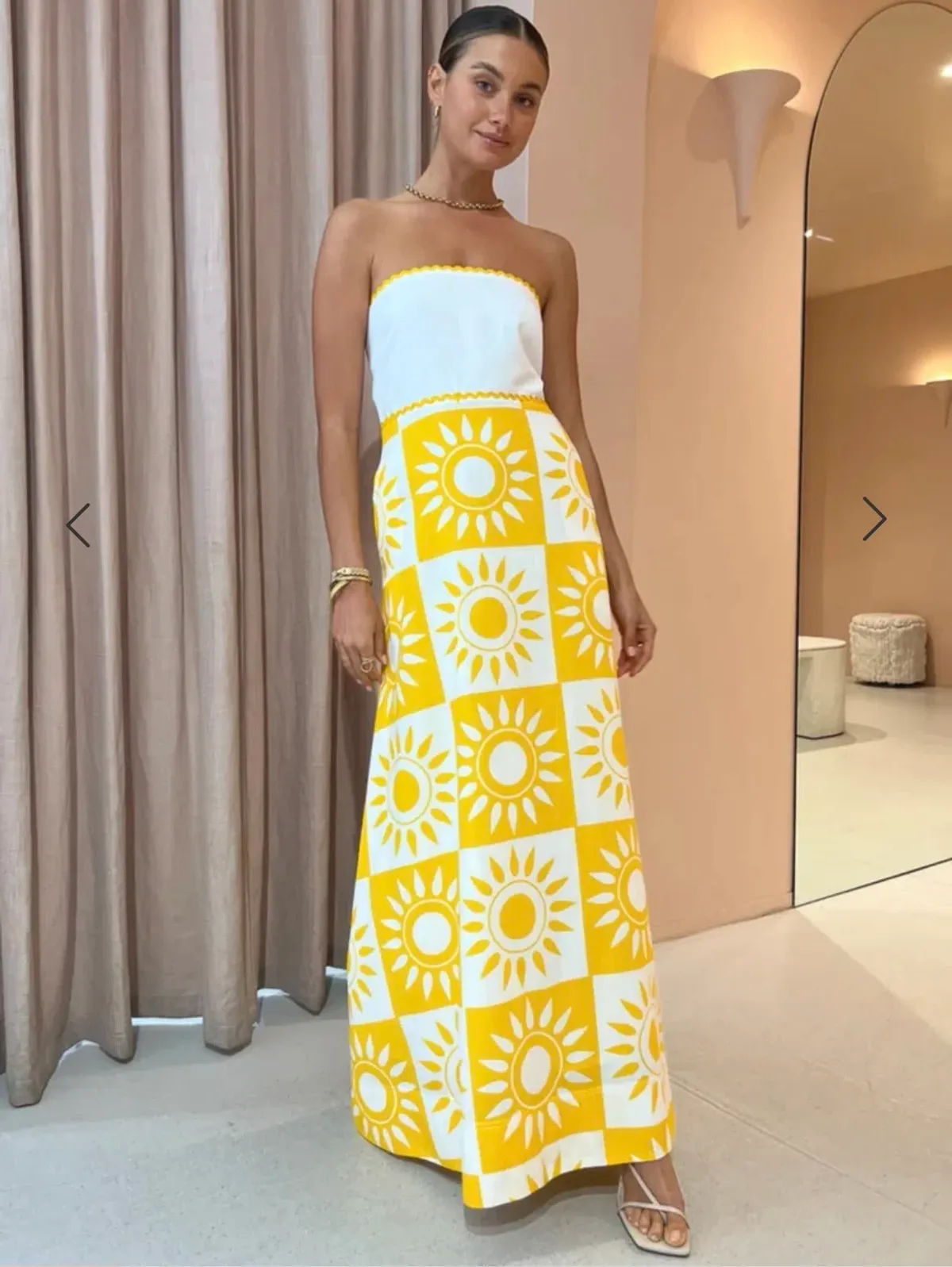 By Nicola Wavy Strapless Maxi Dress in Large Sol Size 6 - Image 1