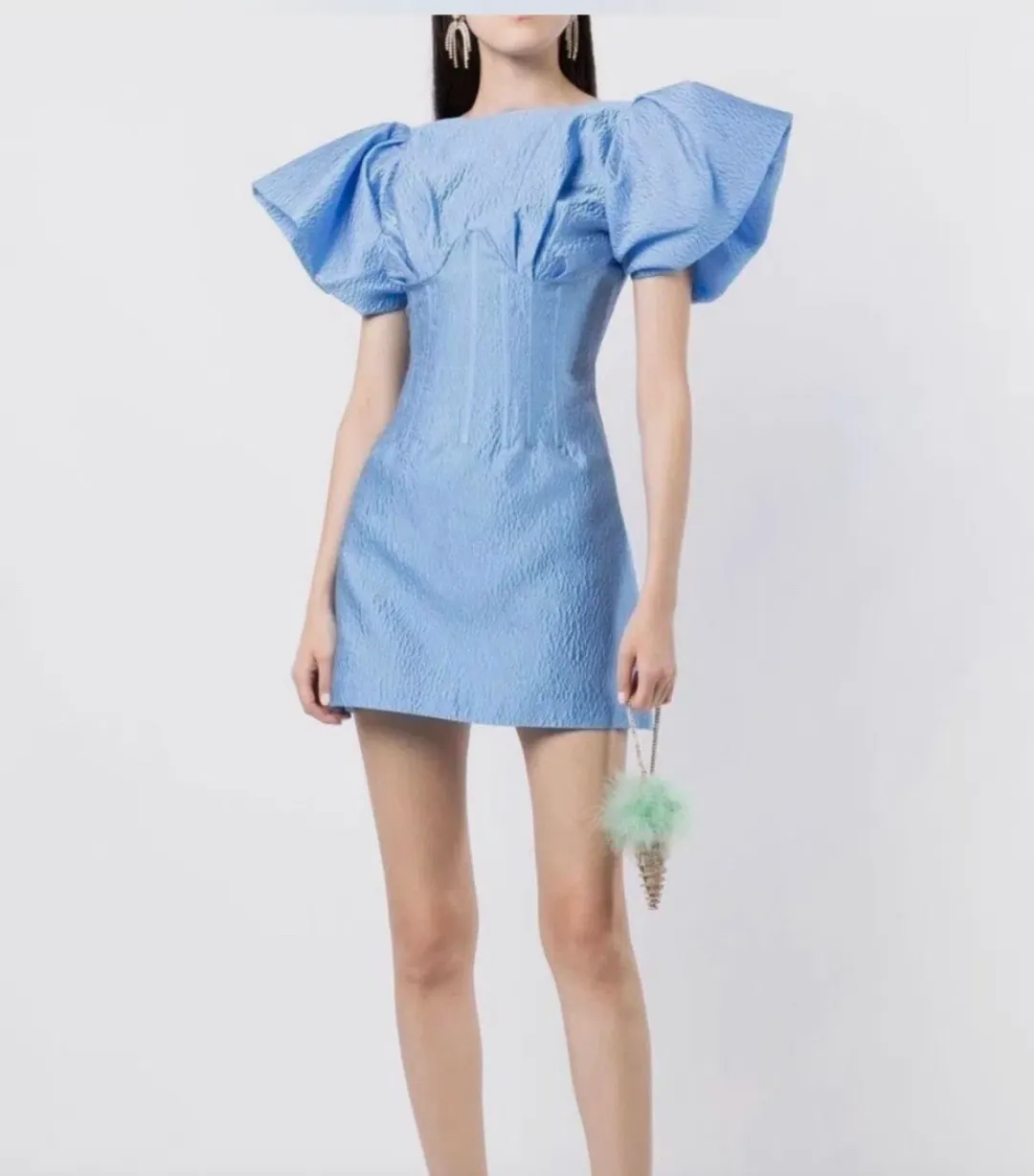 Rachel Gilbert Emiko Mini Dress in Blue  for rent on The Volte - main image