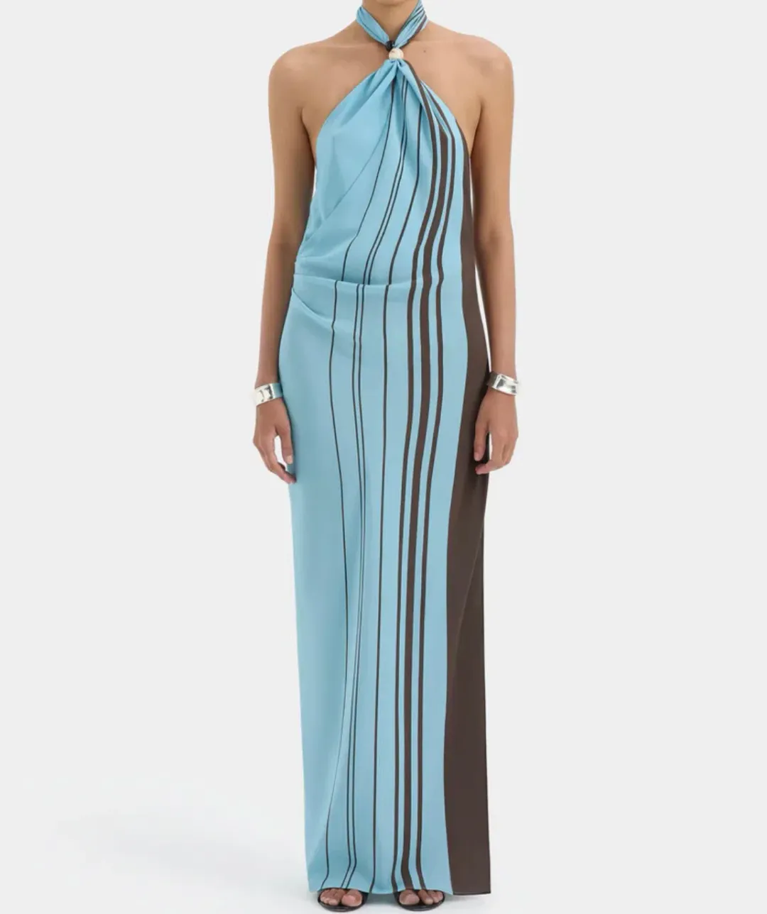 SIR RIOJA HALTER SCARF MAXI DRESS | PACHA MINERAL STRIPE for rent on The Volte - main image