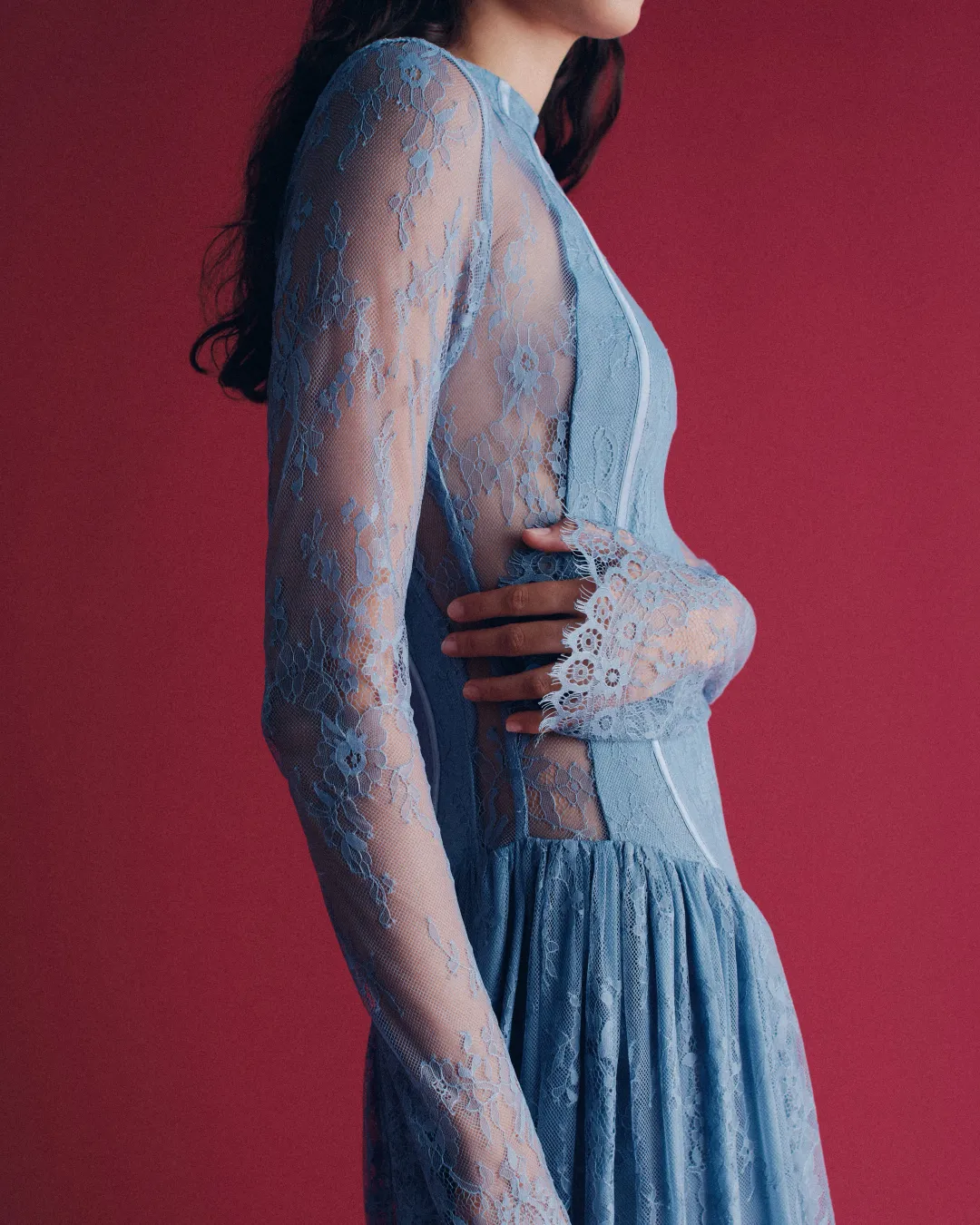 Hansen And Gretel Violetta Lace Dress Steel Grey Size 10 for rent on The Volte - main image