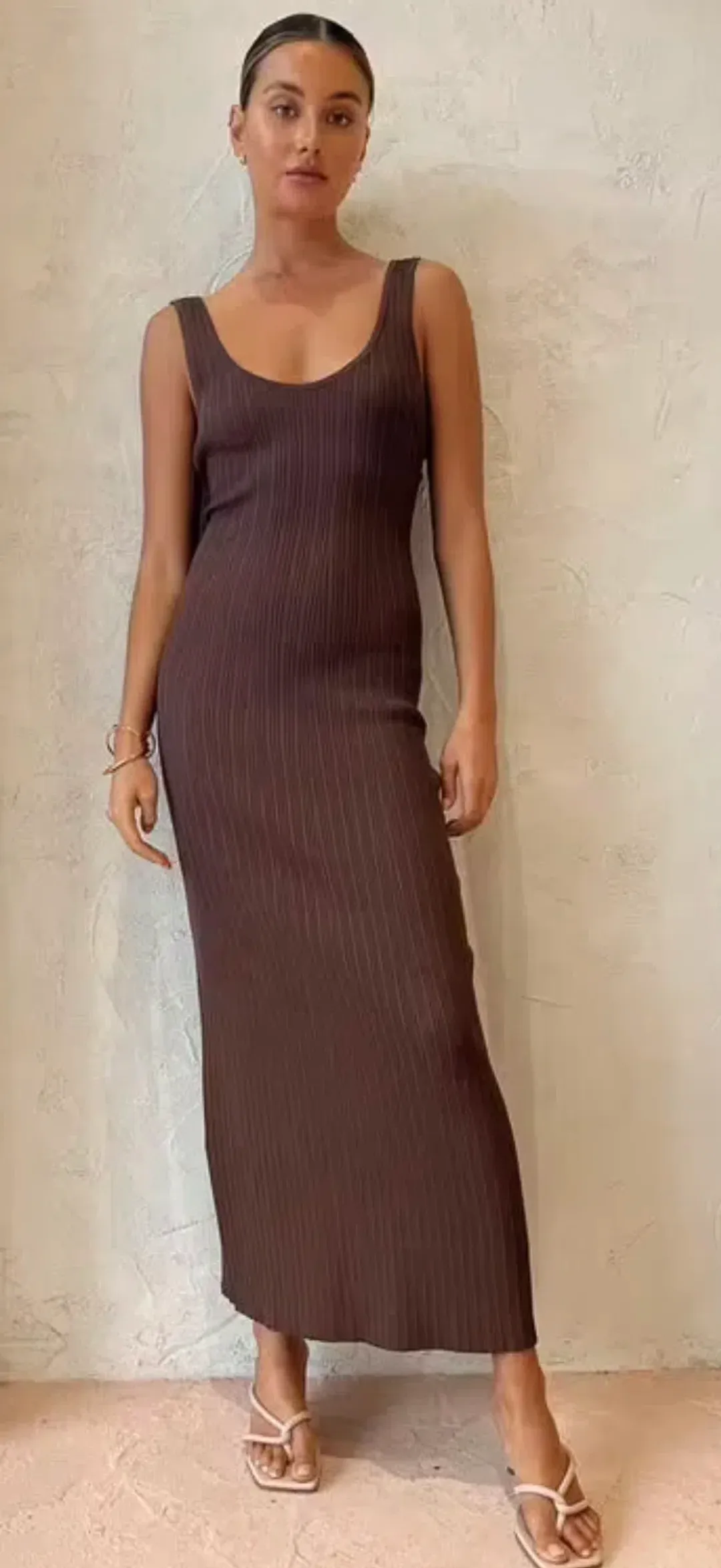 Sir the Label Sylvie Twist Dress Chocolate for rent on The Volte - main image