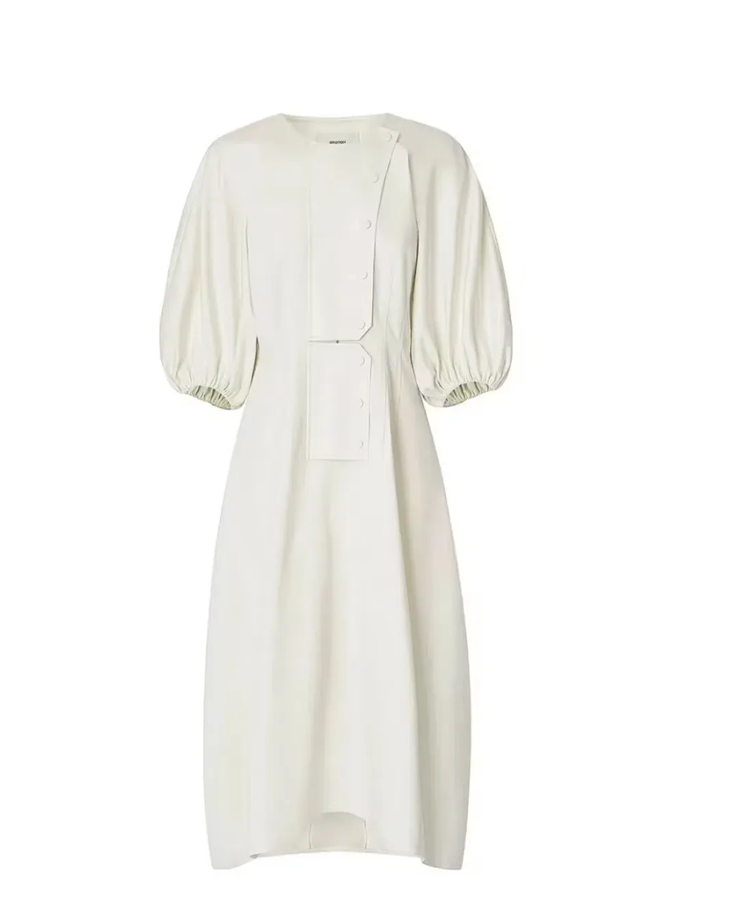 OROTON SCULPTURED SLEEVE MIDI DRESS IN EGG SHELL CREAM  SIZE 12 for rent on The Volte - main image