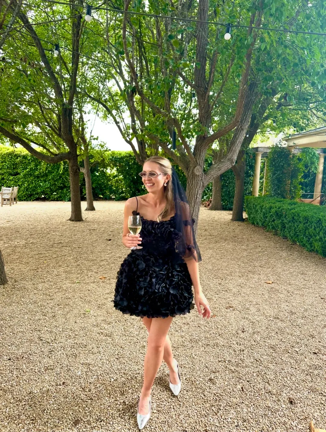 Selezza London - Amore Blossom Mini Dress in Black for rent on The Volte - main image