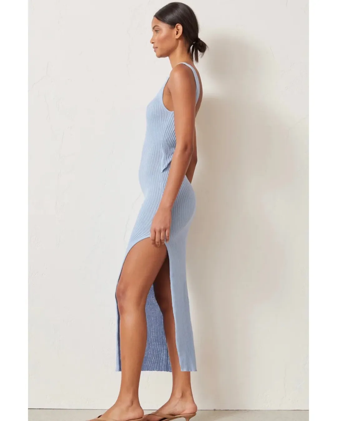 Bec & Bridge Riviera Knit Midi Dress Sky Blue Size AU 6 for rent on The Volte - main image