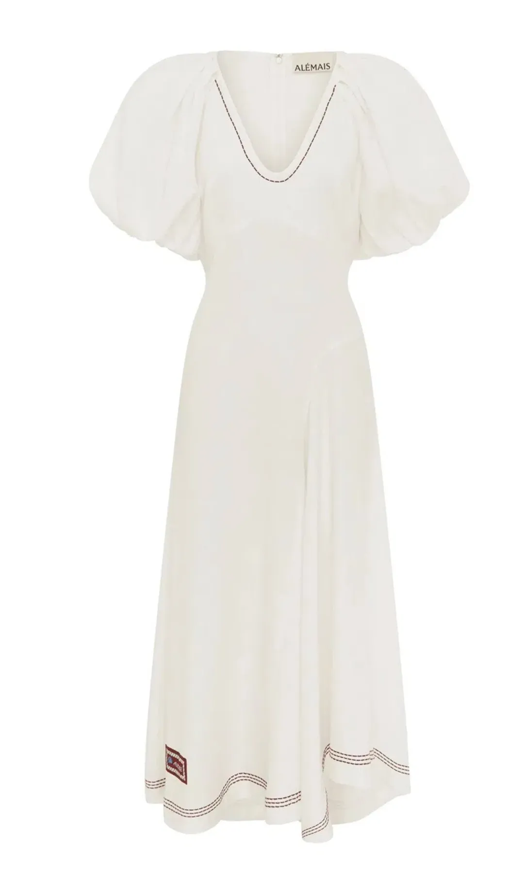 Alemais Magnolia Midi Dress White Linen Size 14 for rent on The Volte - main image