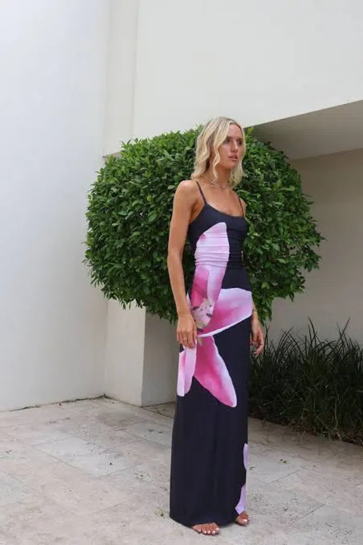 With Harper Lu Lily Floral Maxi Dress Black Pink Small S 8 - Image 3