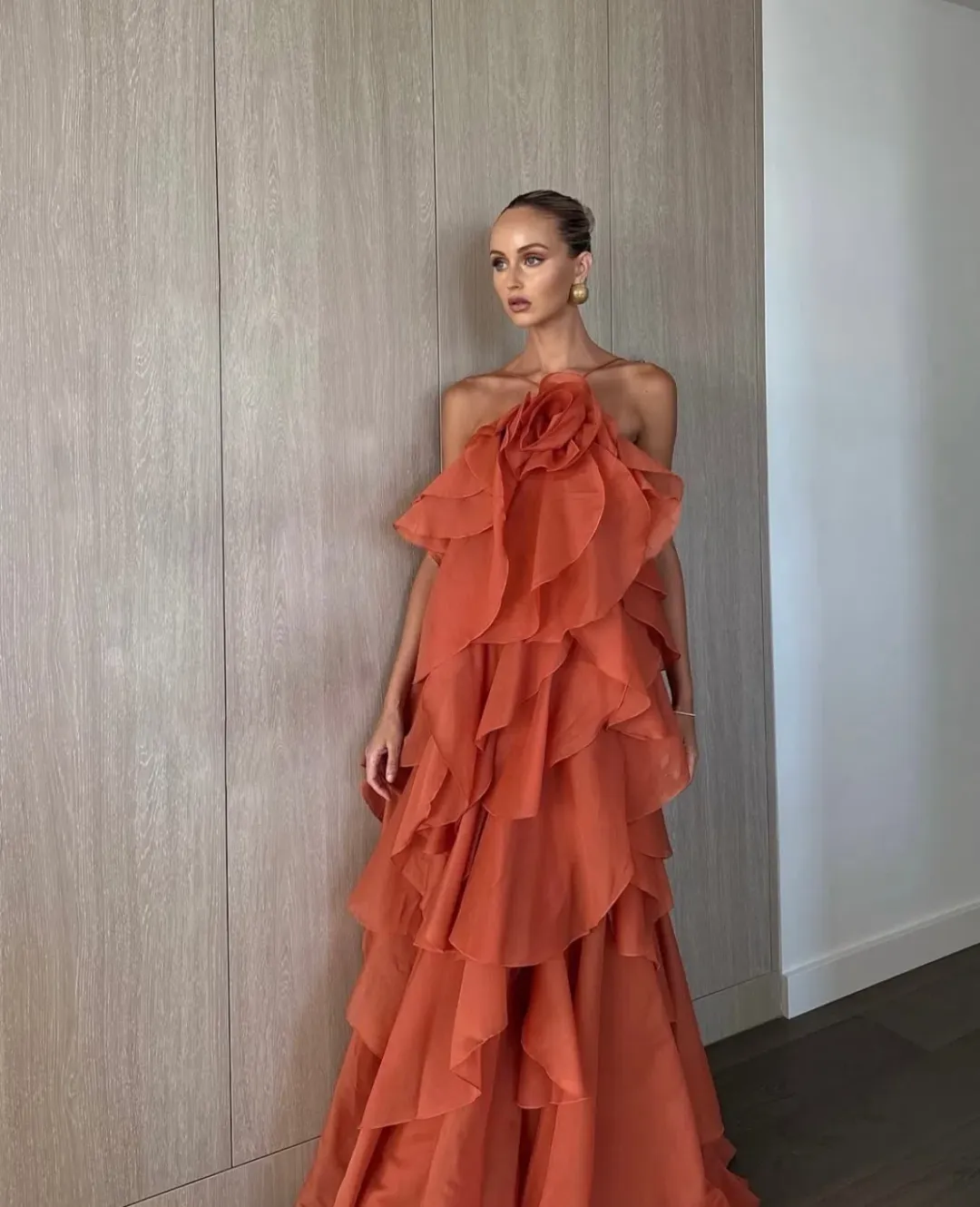 Aje / Pandorea Layered Maxi Dress / Coral Clay / (Fits 12-16) for rent on The Volte - main image