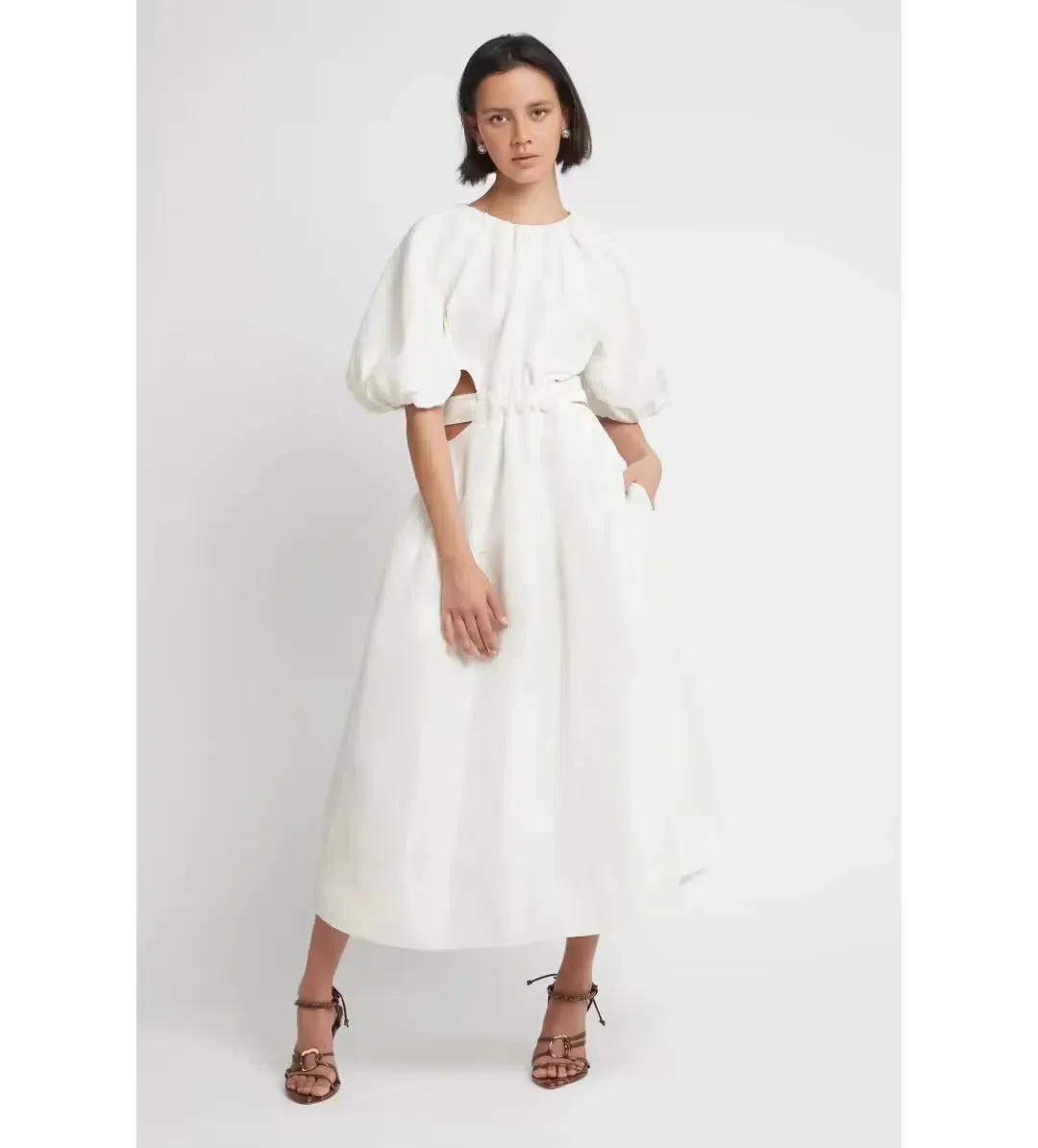 Aje Mimosa Cutout Midi Dress In Ivory - Size 8 for rent on The Volte - main image