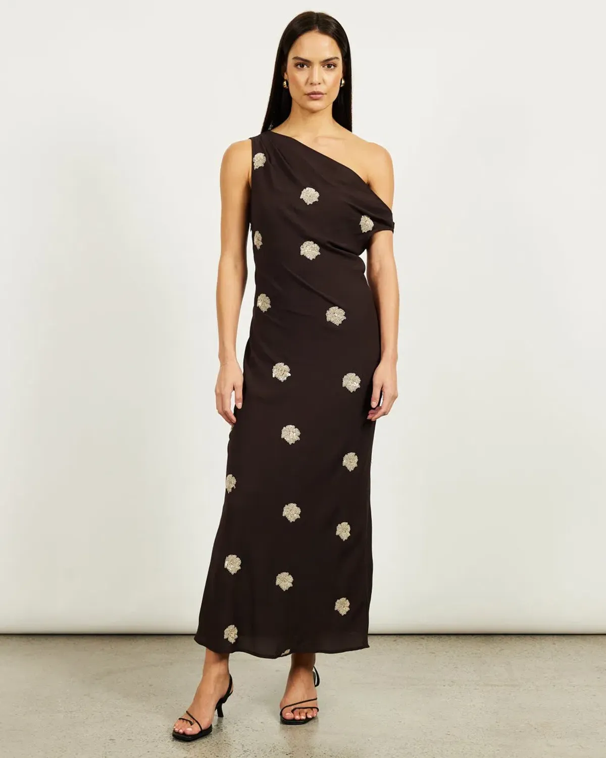 Lover - Emilia Sequin Flower Maxi Dress Chocolate Brown size 6 - Image 1