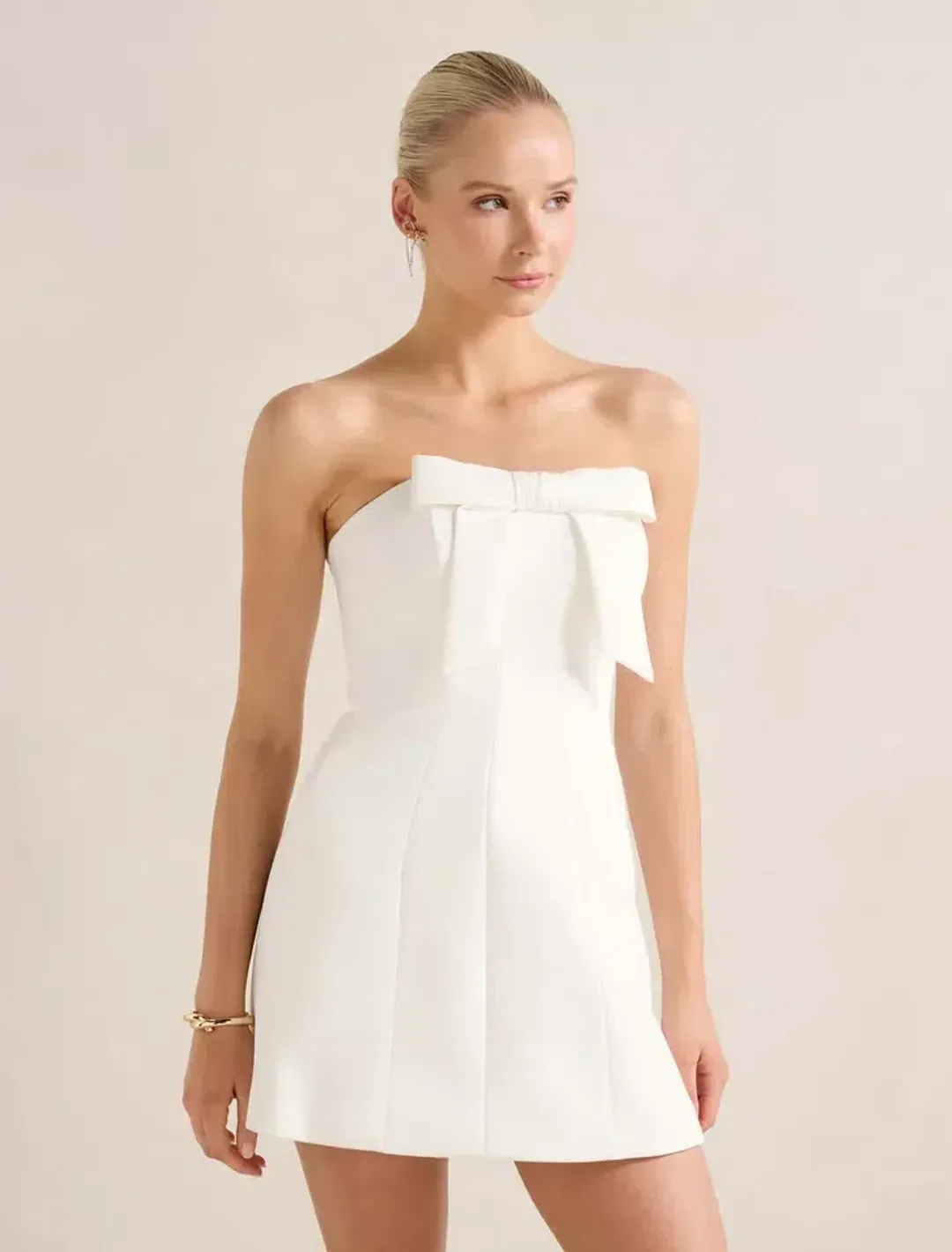 Harper Strapless Bow Mini Dress for rent on The Volte - main image