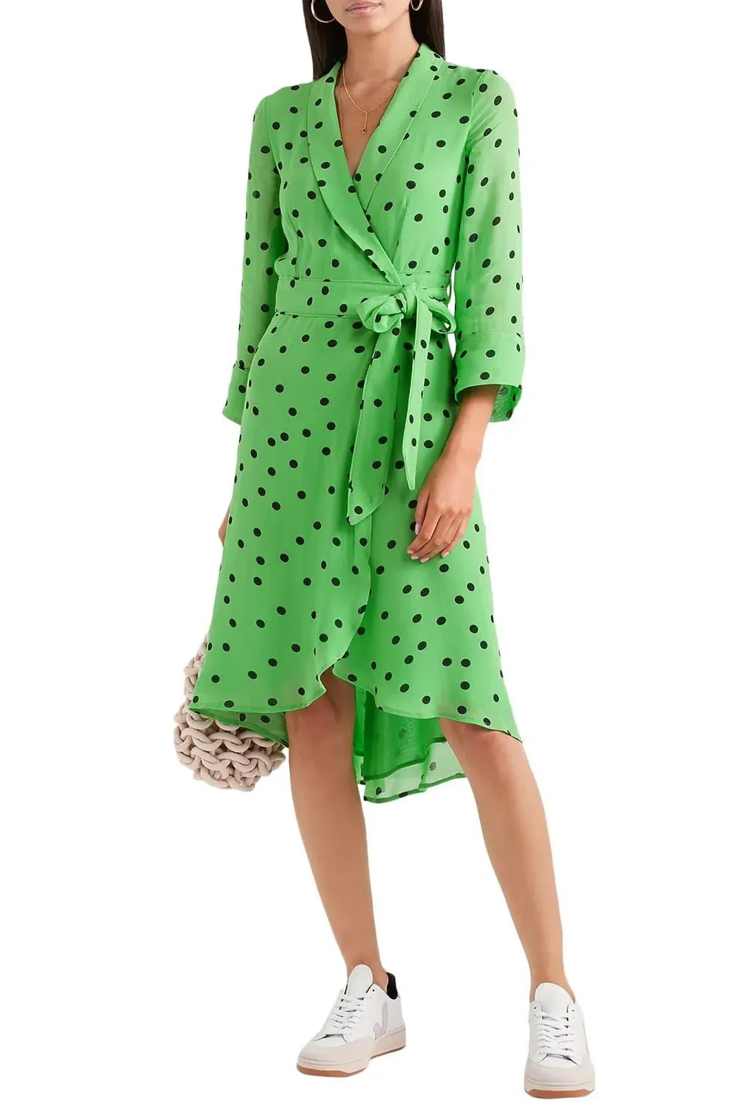 Ganni Polka Dot Wrap Dress size 40 for rent on The Volte - main image