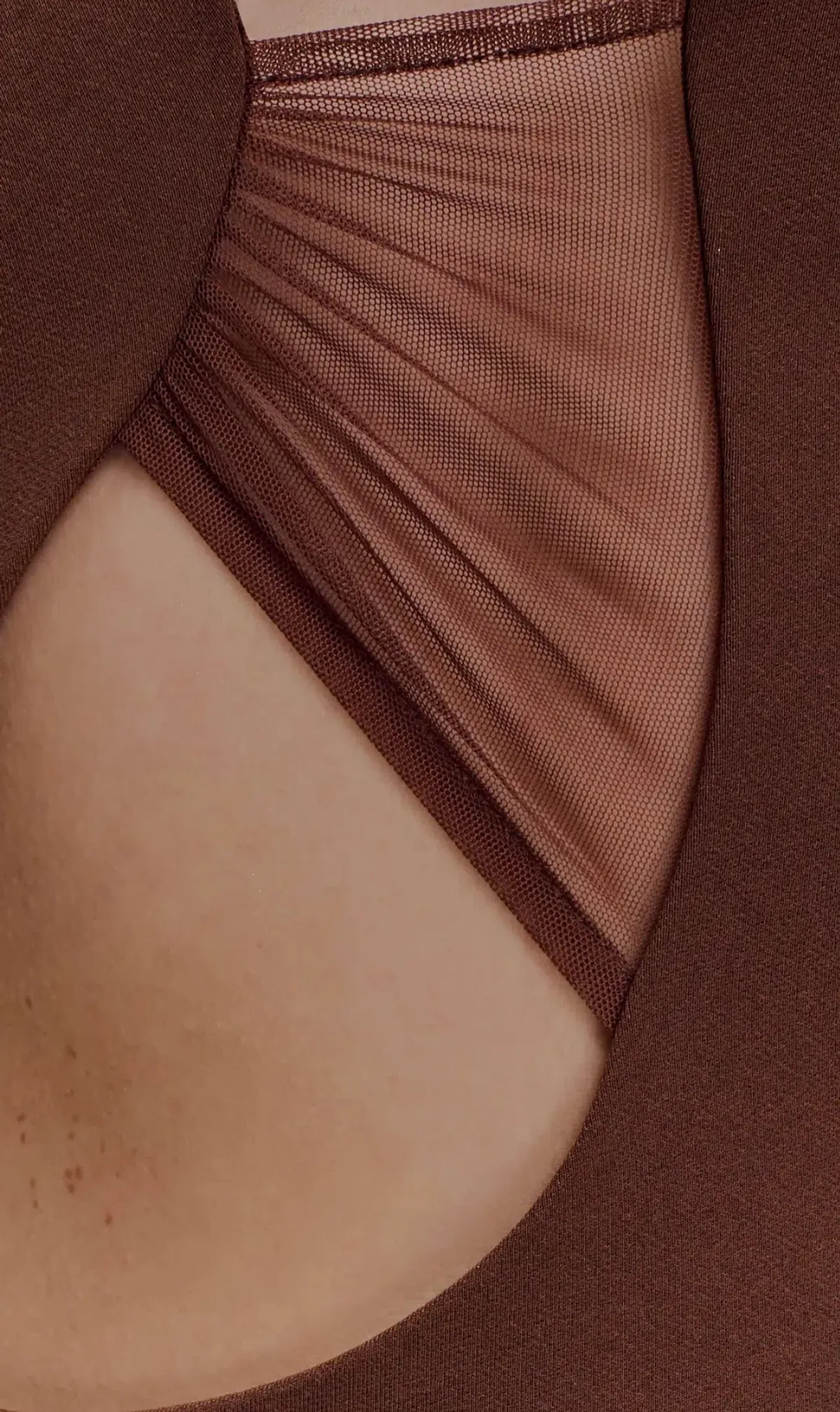 Meshki Aubree Crepe Mesh Maxi Dress - Chocolate - Image 4