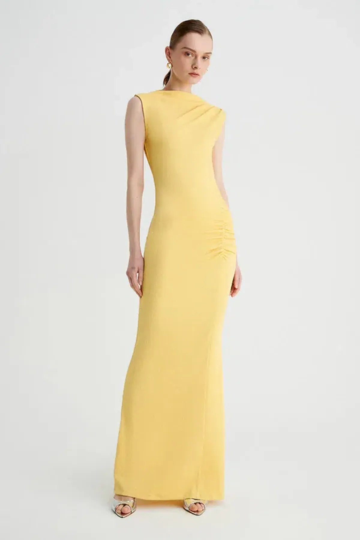 Suboo - Vega Rouched Front Midi Dress - Butter Yellow - Image 2