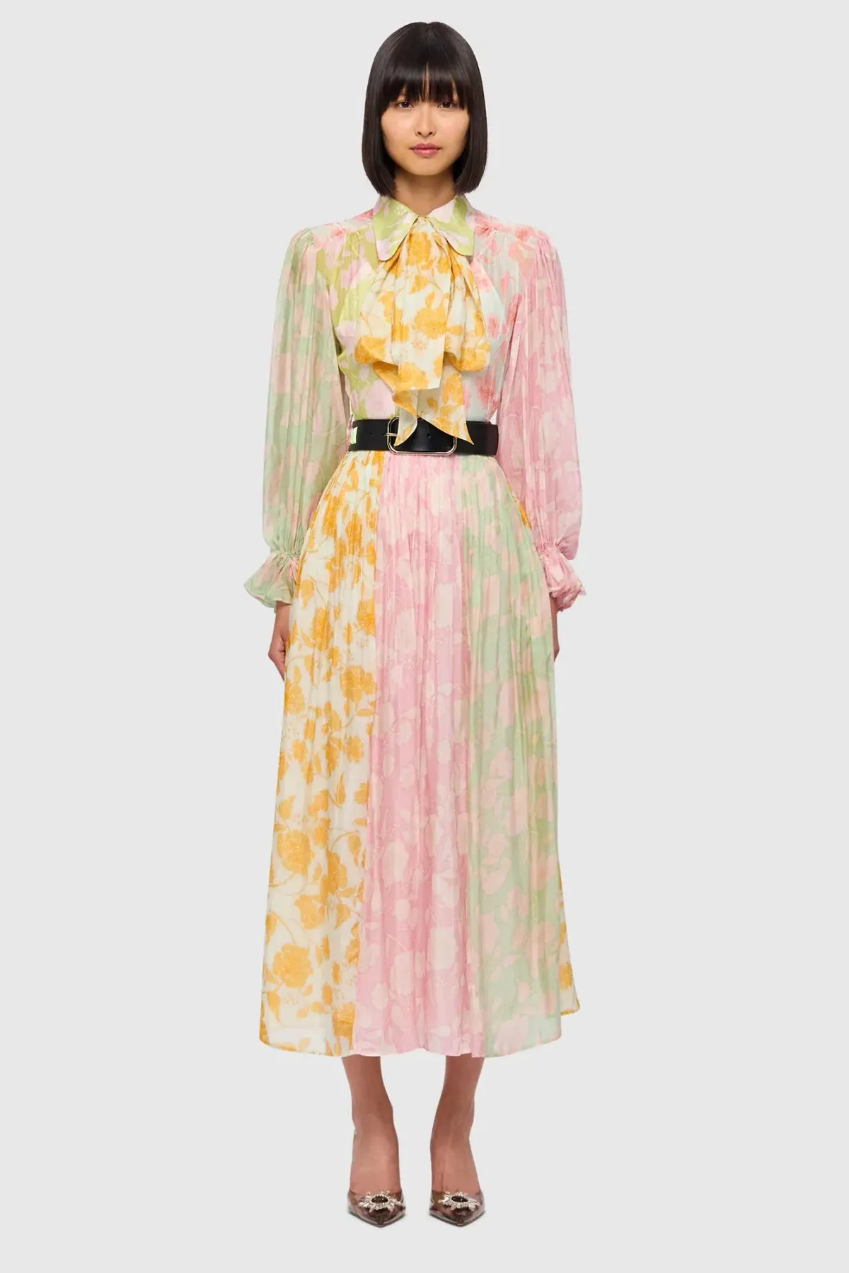 Leo Lin Cassie Tie Neck Midi Dress Anemone Splice Print. Size 10 - Image 2