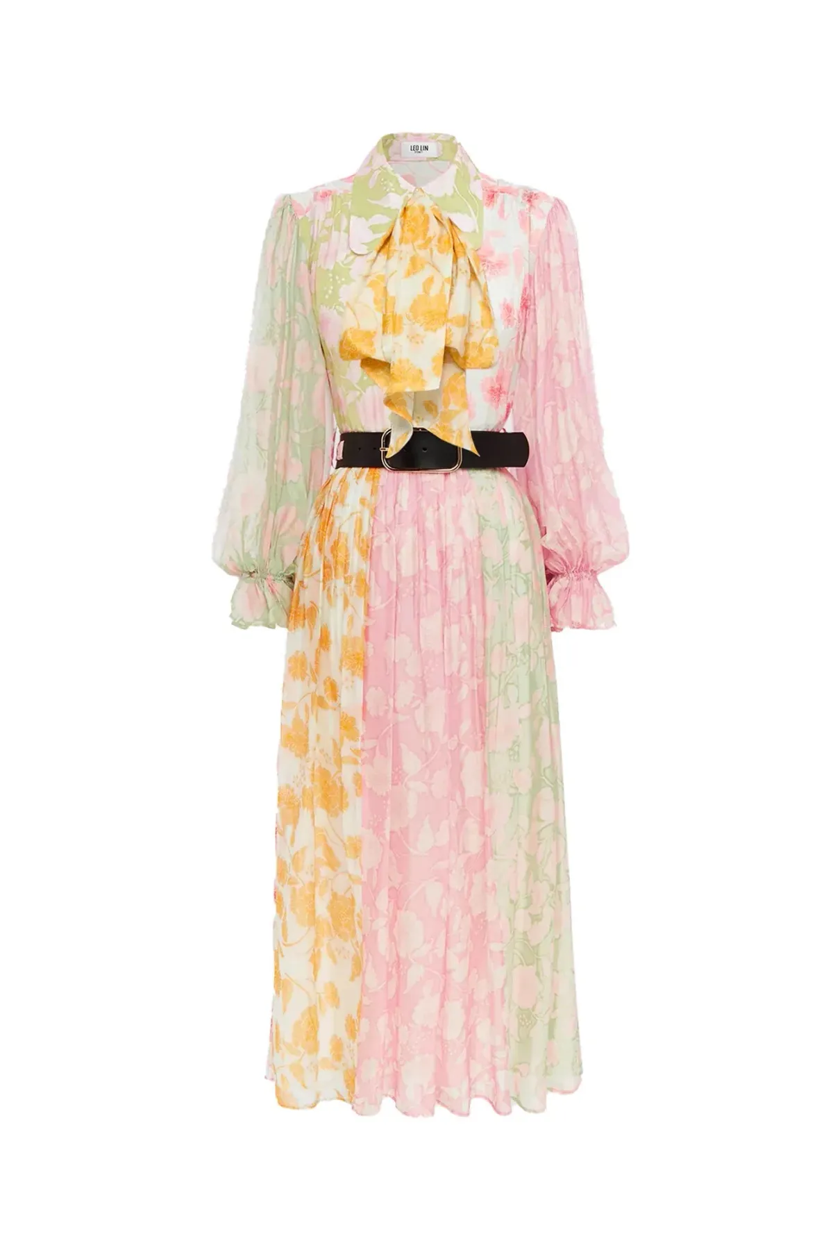 Leo Lin Cassie Tie Neck Midi Dress Anemone Splice Print. Size 10 - Image 13