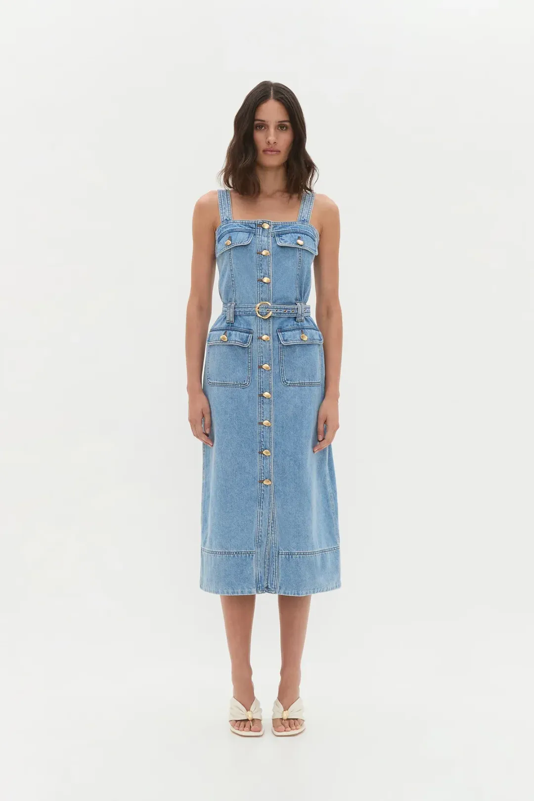 AJE HOLLAND DENIM MIDI DRESS (Size 14) for rent on The Volte - main image